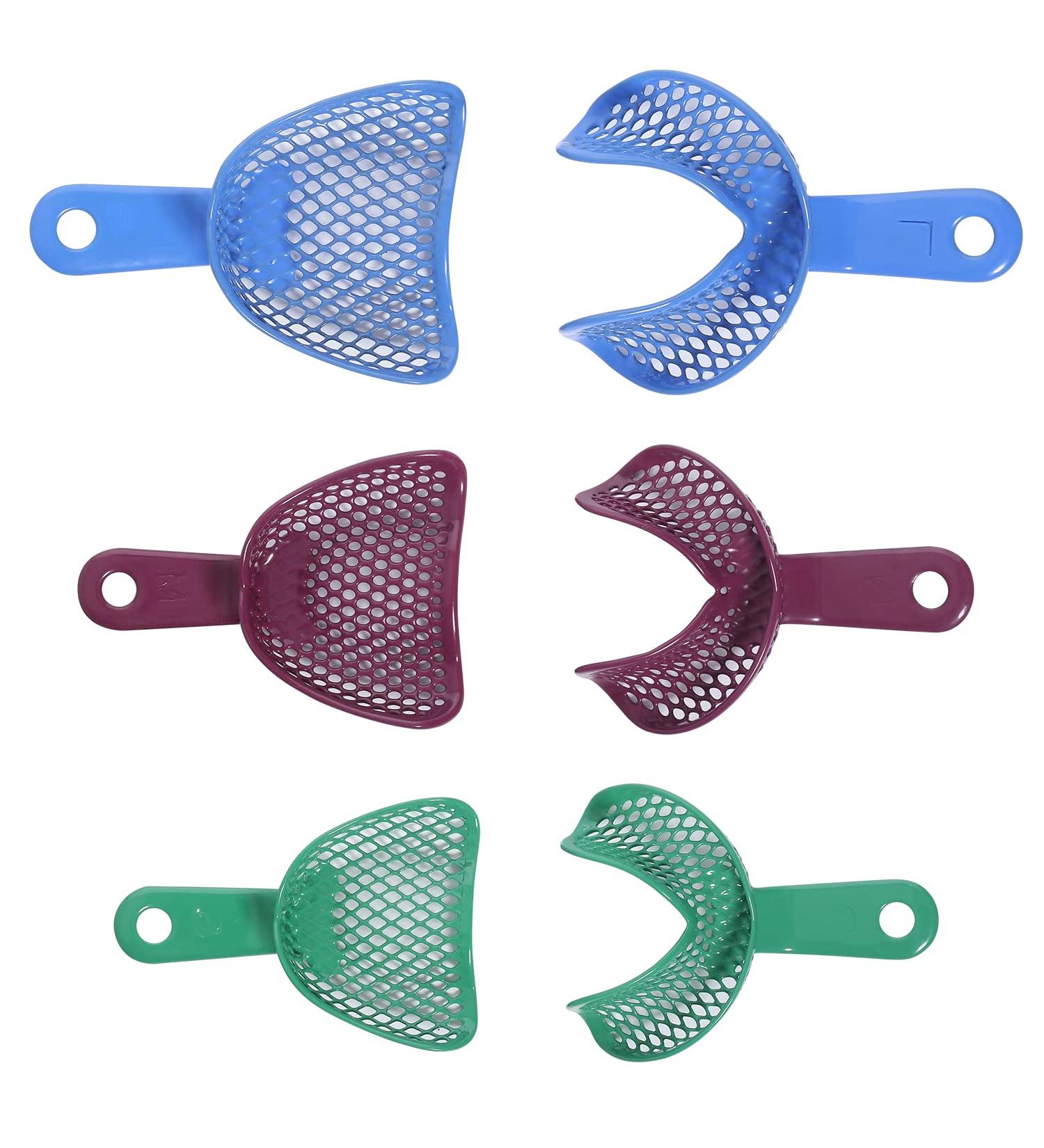3 Pairs of Dental Impression Spoons for Toothless Teeth | Professional Multi-Size Impression Tools for Full Denture Restoration - Colorful & Durable - Buy Online on GoSupps.com