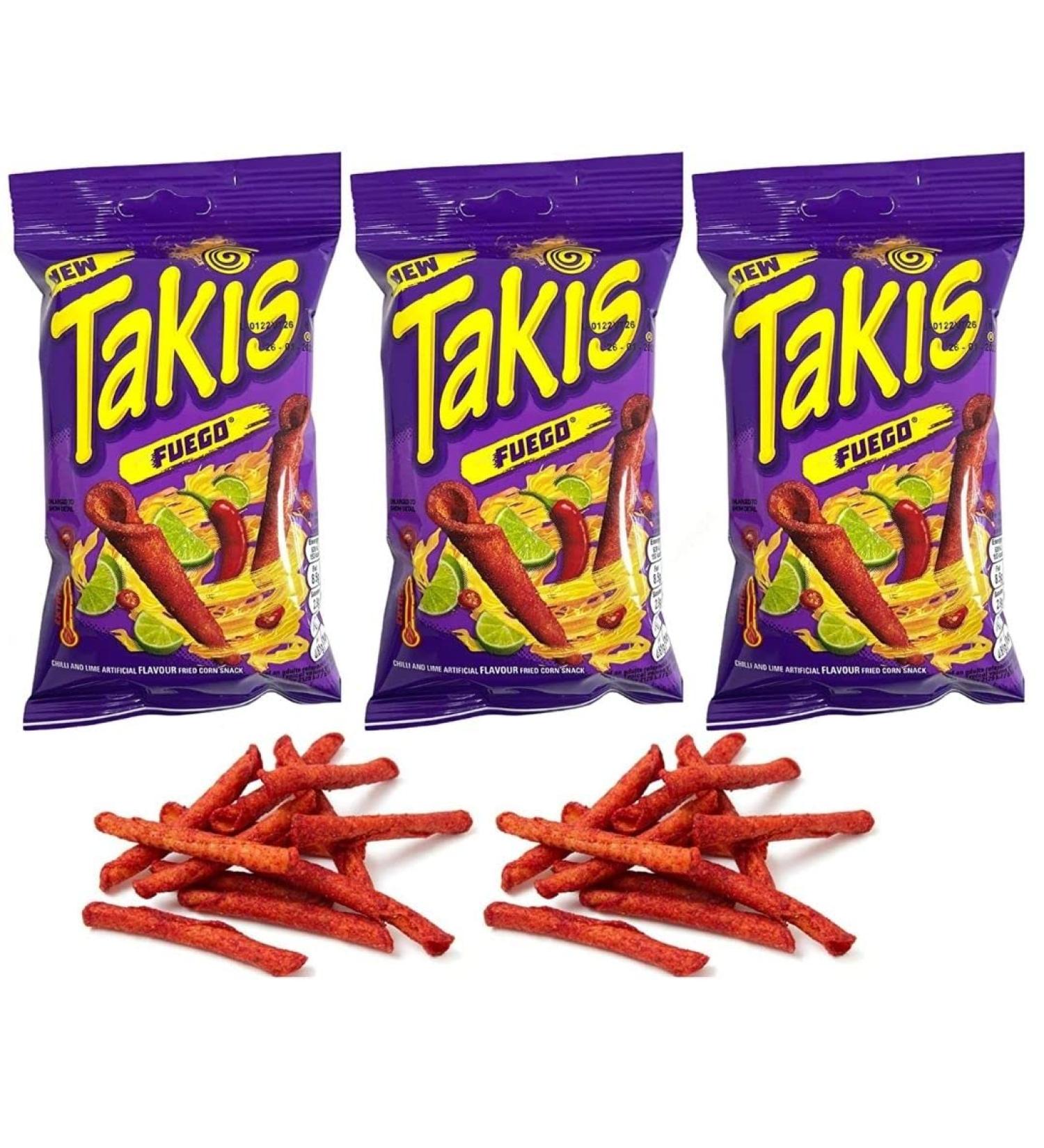 Takis 55g (PACK OF 3) - Fuego Flavour - Chilli Pepper and Lime Corn Chips - UK product - Popular Snack - Party Snack - Multipack (55g x 3) - BY BLISSIFY - Buy Online on GoSupps.com