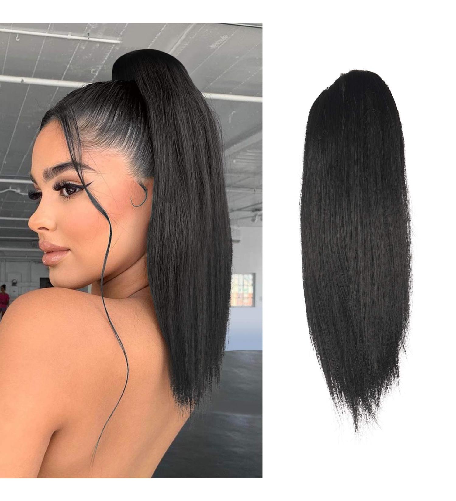 FESHFEN Straight Drawstring Ponytail Extension 14 inch Natural Black - Clip in Ponytail Extension for Women - Synthetic Hairpieces for Girls - Pack of 1 - Buy Online on GoSupps.com