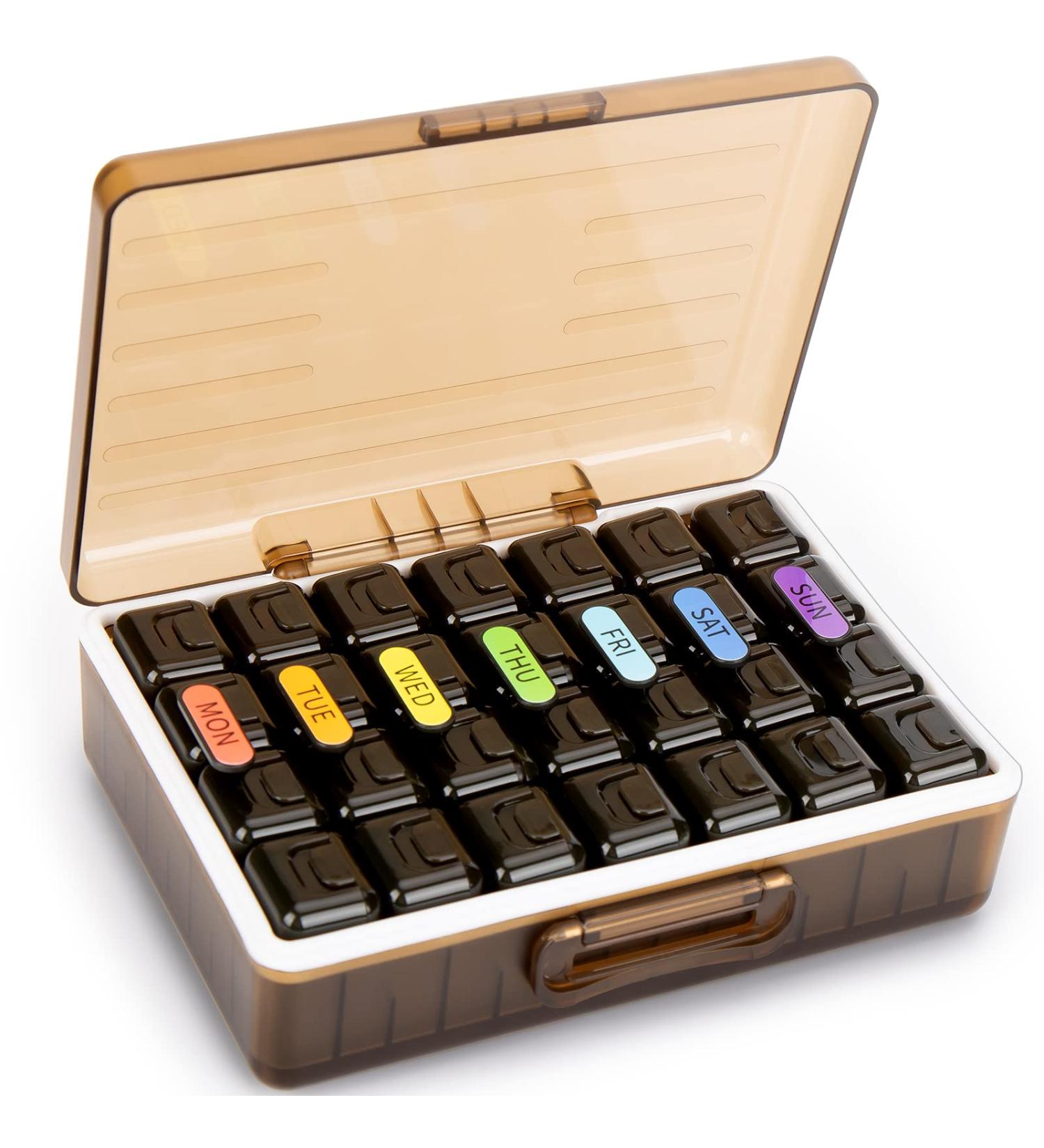 YUSHAN Travel Pill Organizer - 4x Daily Weekly Medicine Storage BPA-Free Pill Box for Vitamins & Supplements - Cute & Premium Quality - 2023 - Buy Online on GoSupps.com