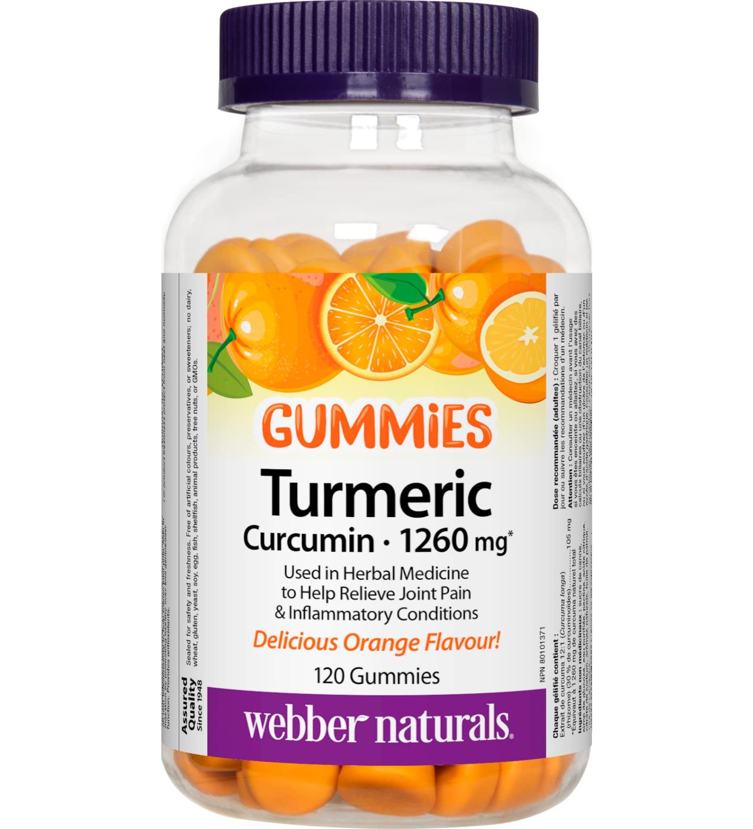 Webber Naturals Turmeric Curcumin Gummy 1 260 mg of Raw Herb 120 Gummies Antioxidant Support Vegan Herbal Supplement - Buy Online on GoSupps.com