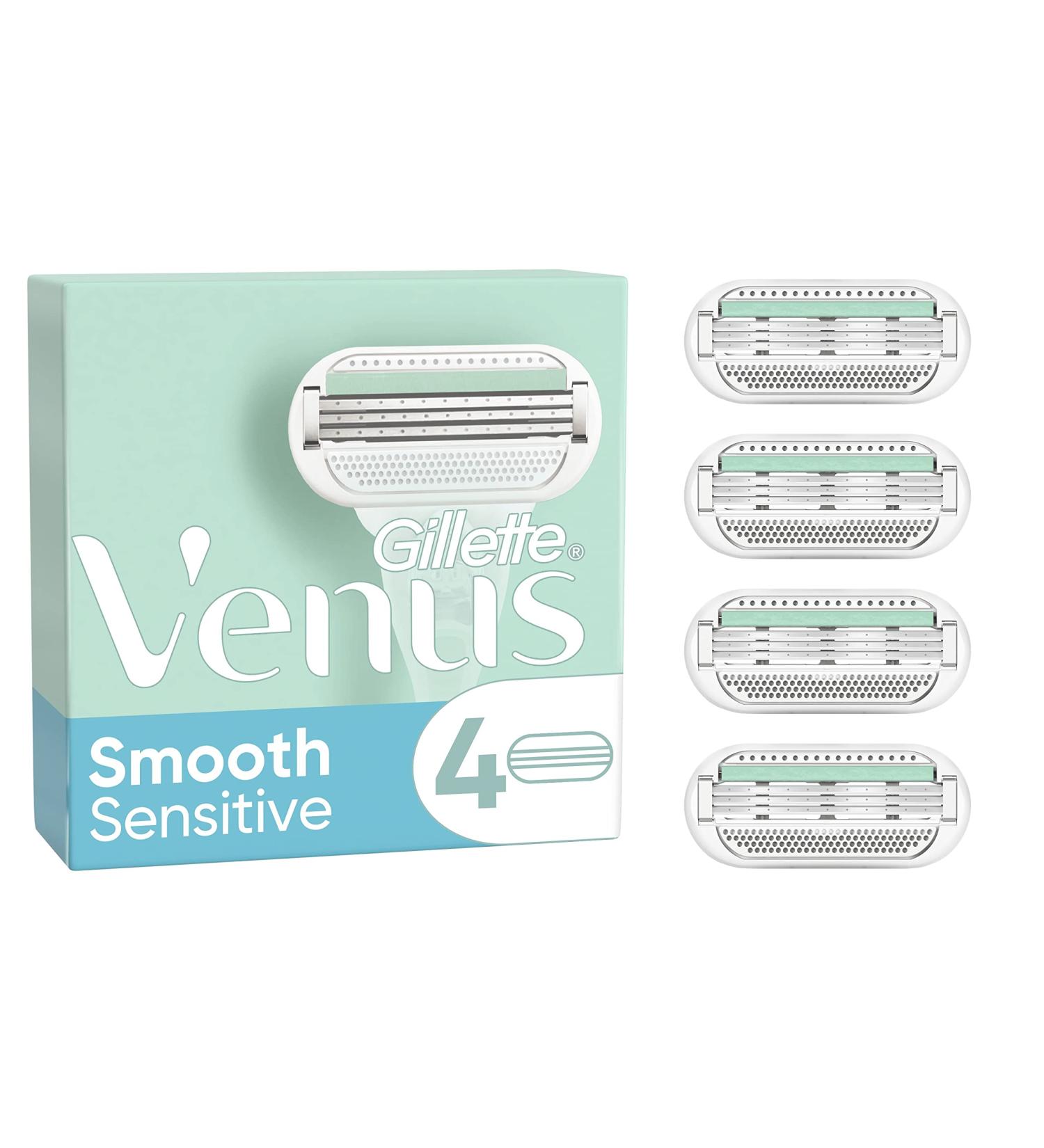 Gillette Venus Deluxe Smooth Sensitive Blade Refills X4 For Women 3 Blades - Buy Online on GoSupps.com