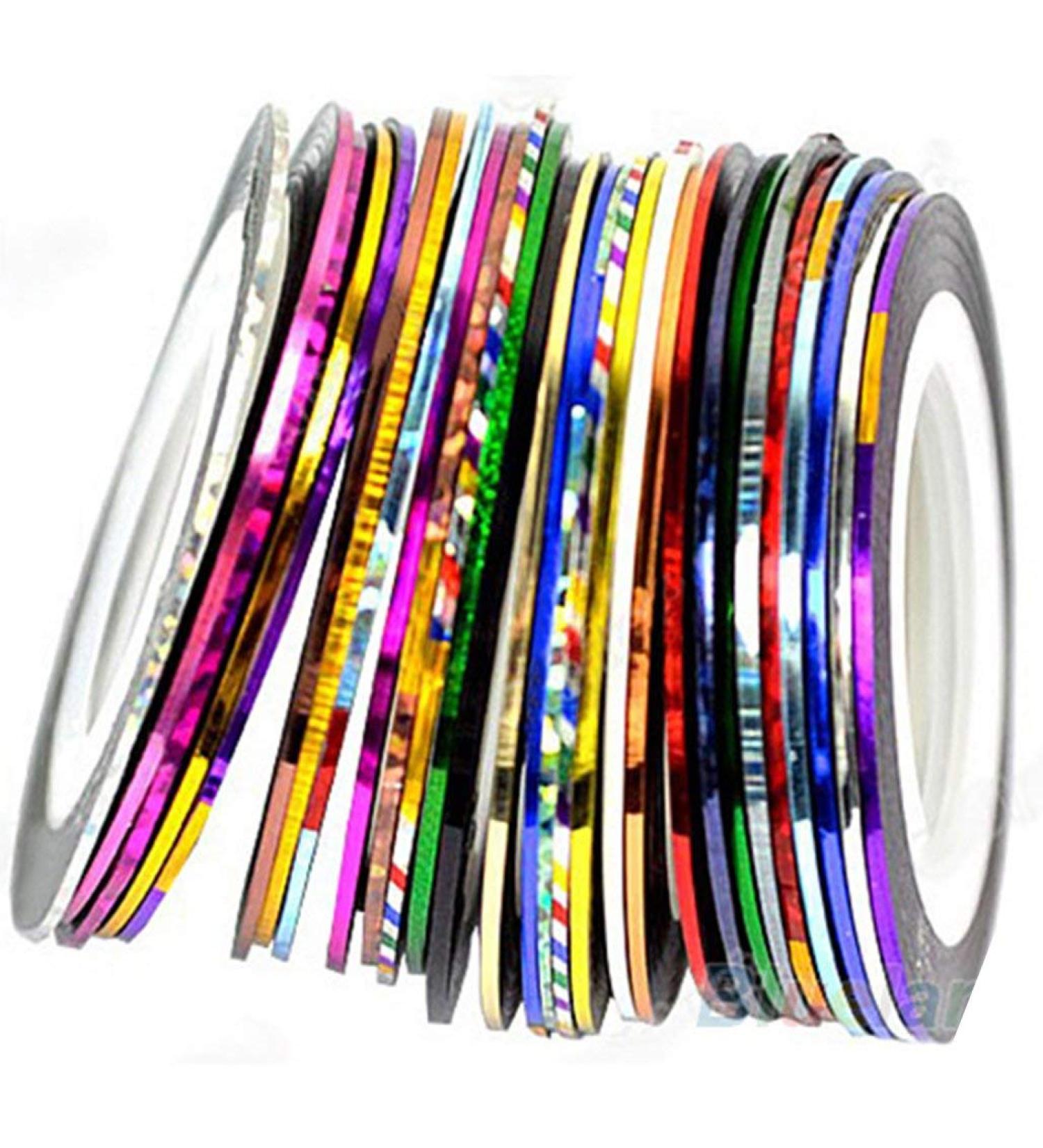 10 Mixed Colors Nail Art Narrow Line Stripe Tape Stickers DIY Nail Tip Decoration Adhesive Nail Striping Sticker