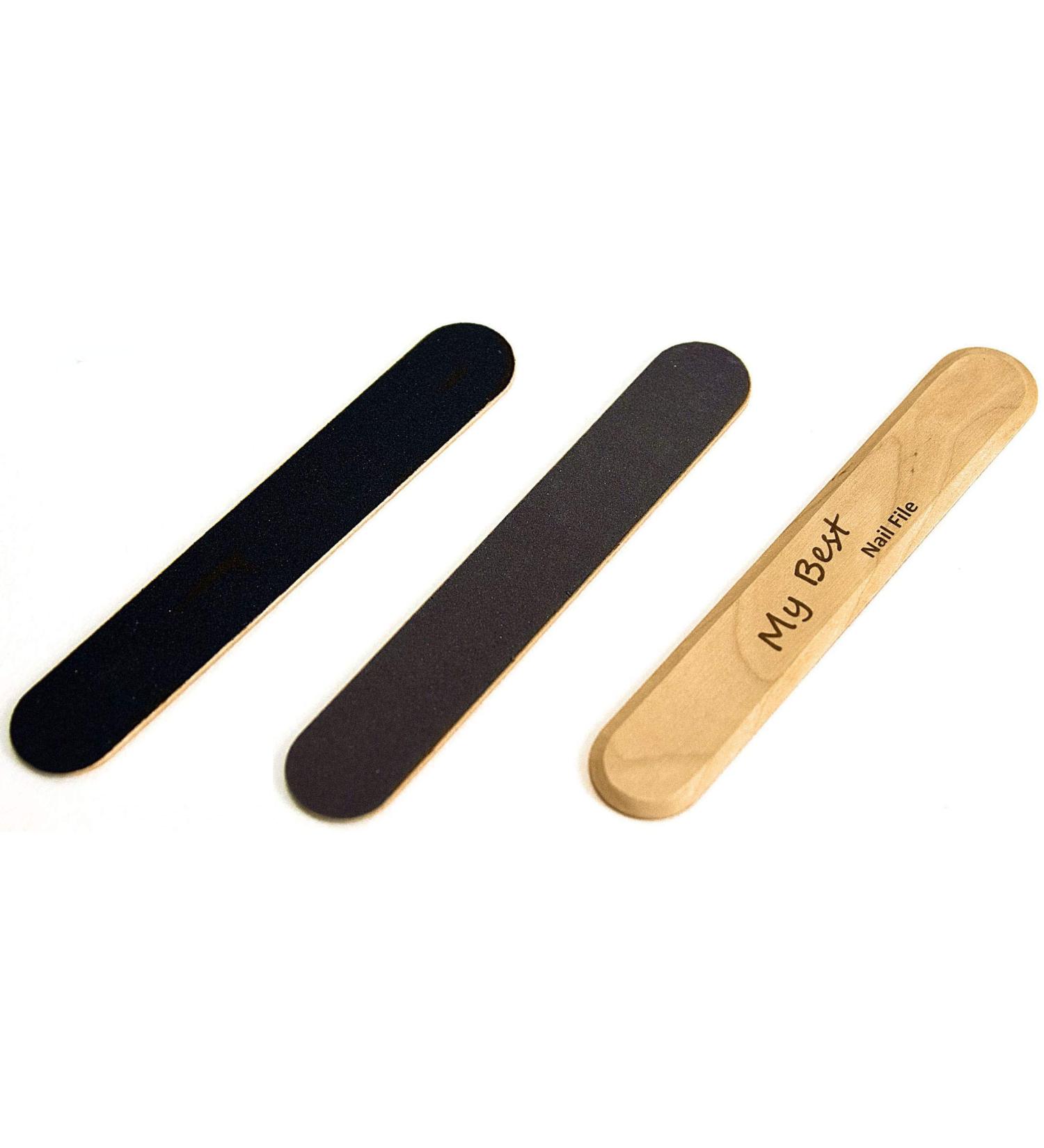 Nail File-MY BEST Manicure Pedicure Nail Files Fingers and Toes fine and Medium coarse Emery eco Sustainable Wooden Board - Buy Online on GoSupps.com