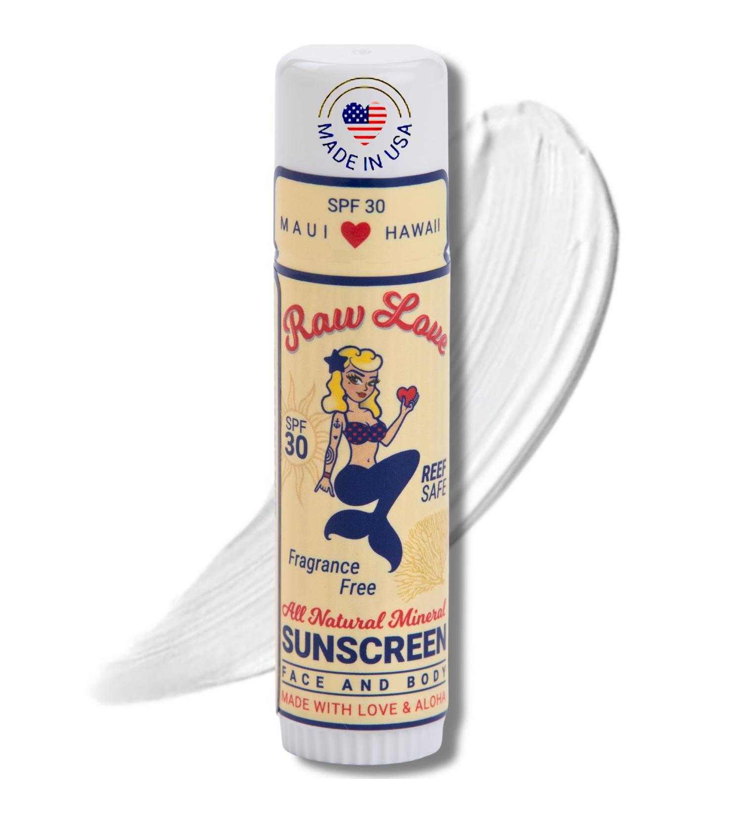 Raw Love Face Sunscreen Stick SPF 30 | Mineral Zinc Oxide Organic Ingredients | Reef Safe Fragrance-Free Water Resistant | Safe for Kids & Babies | 0.6 Oz - International Shipping Available - Buy Online on GoSupps.com
