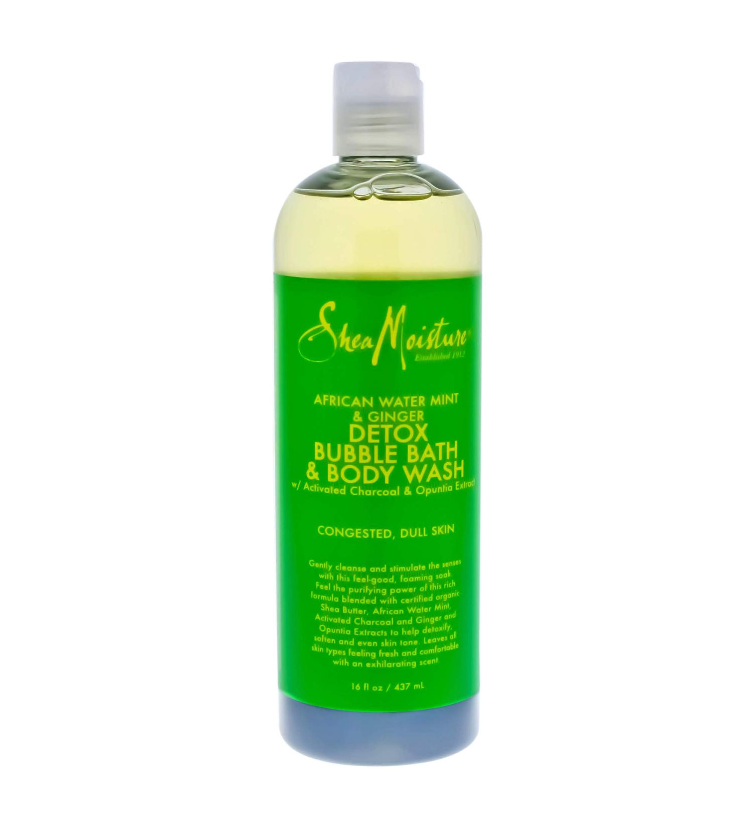 Shea Moisture African Water Mint & Ginger Detox Bubble Bath & Body Wash for Unisex  16 Ounce