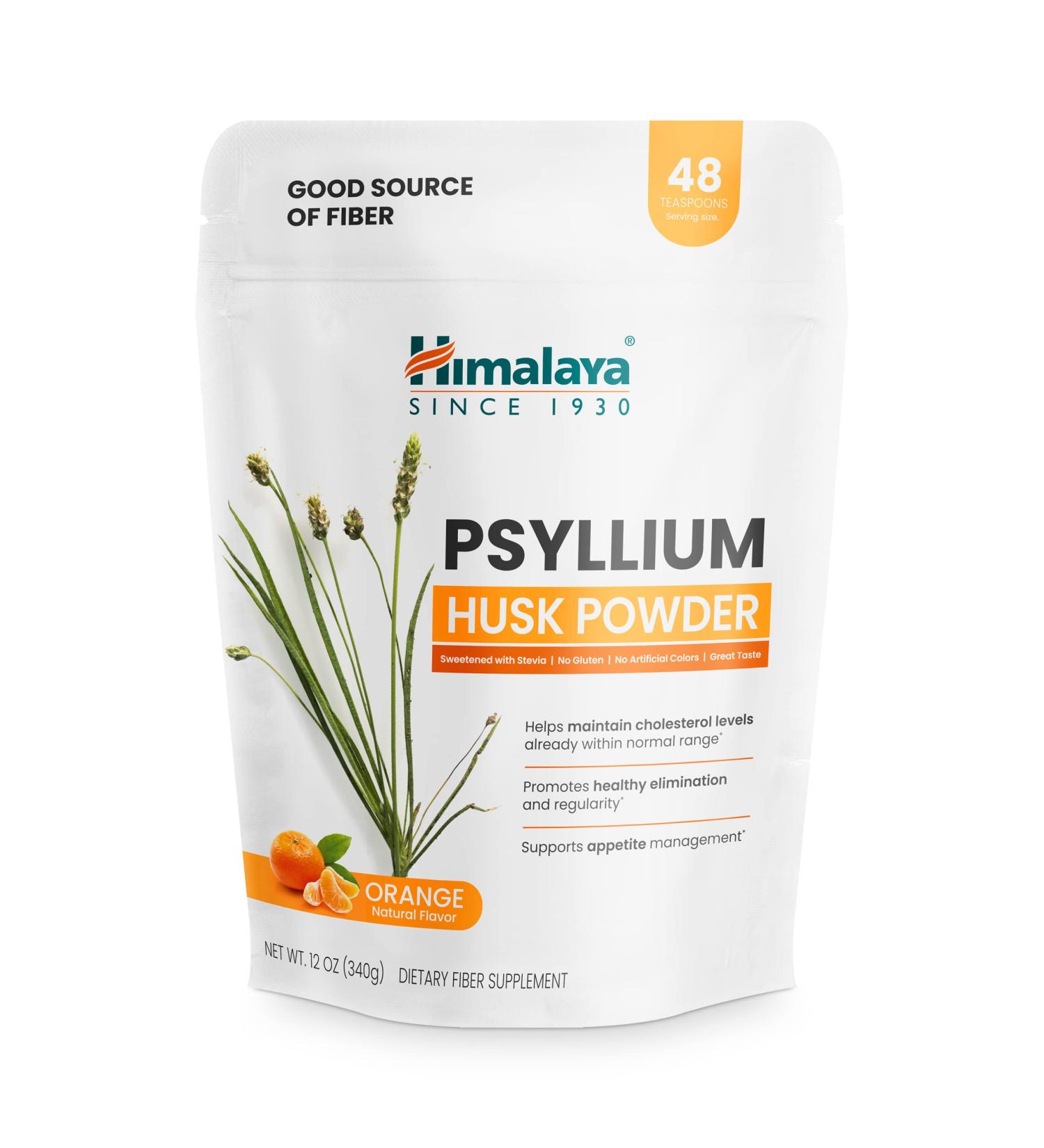 Himalaya Orange Psyllium Husk Powder - Daily Fiber Supplement - 12 oz (340 g) - Sugar Free, Gluten Free, Vegan - Buy Online on GoSupps.com