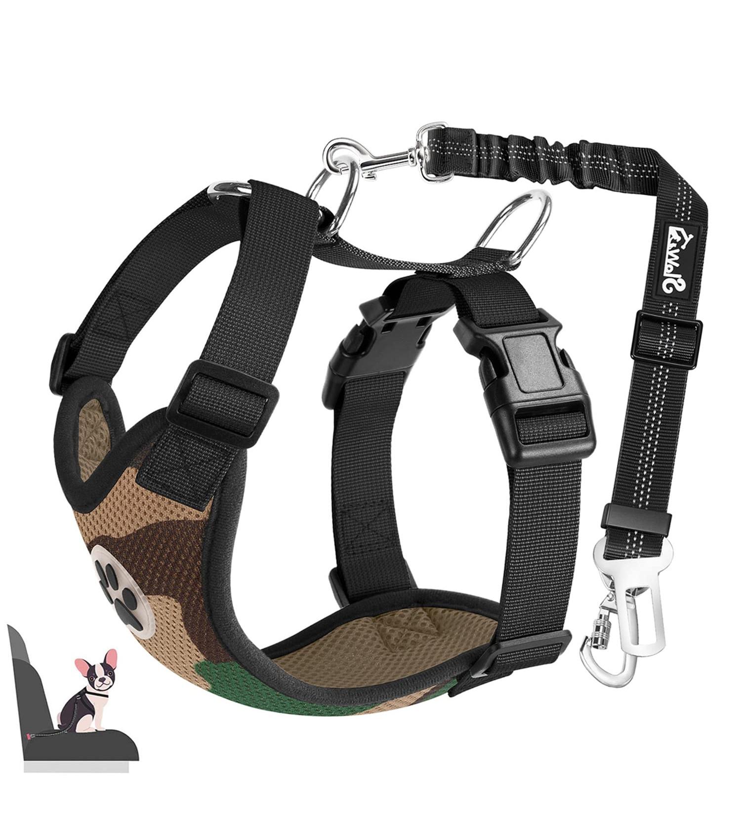 Buy Eyin Camouflage Dog Harness with Seat Belt & Carabiner Hooks | Adjustable & Breathable | Ideal for Car Safety - Medium Size - Buy Online on GoSupps.com