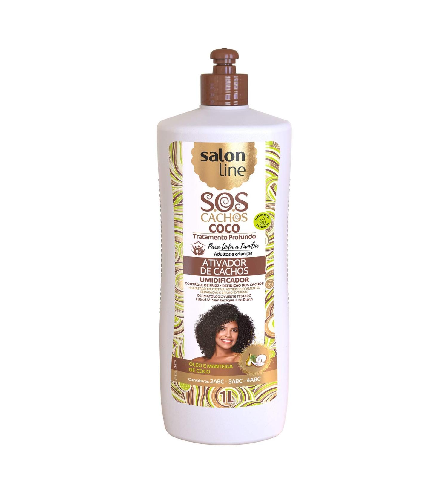 Salon Line - Linha Tratamento (SOS Cachos) - Ativador de Cachos Coco Tratamento Profundo 1000 Ml - (Salon Line - Treatment (SOS Curls) Collection - Deep Treatment Coconut Curl Activator 33.81 Fl Oz)
