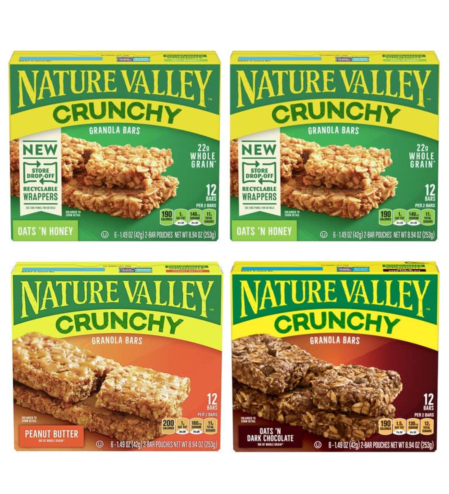 Nature Valley Granola Bars Variety Pack - 4 Pack (Oats N Honey, Oats N Dark Chocolate, Peanut Butter, Peanut Butter Dark Chocolate) - Buy Online on GoSupps.com