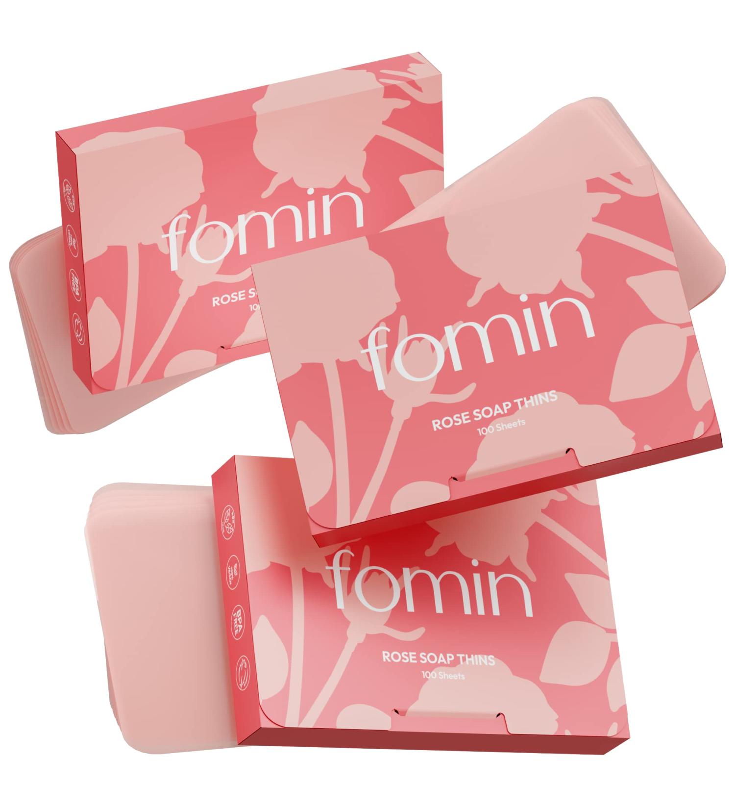 FOMIN Antibacterial Rose Paper Soap Sheets - 300 Sheets - Travel/Camping Mini Soap - Pack of 3 - Buy Online on GoSupps.com