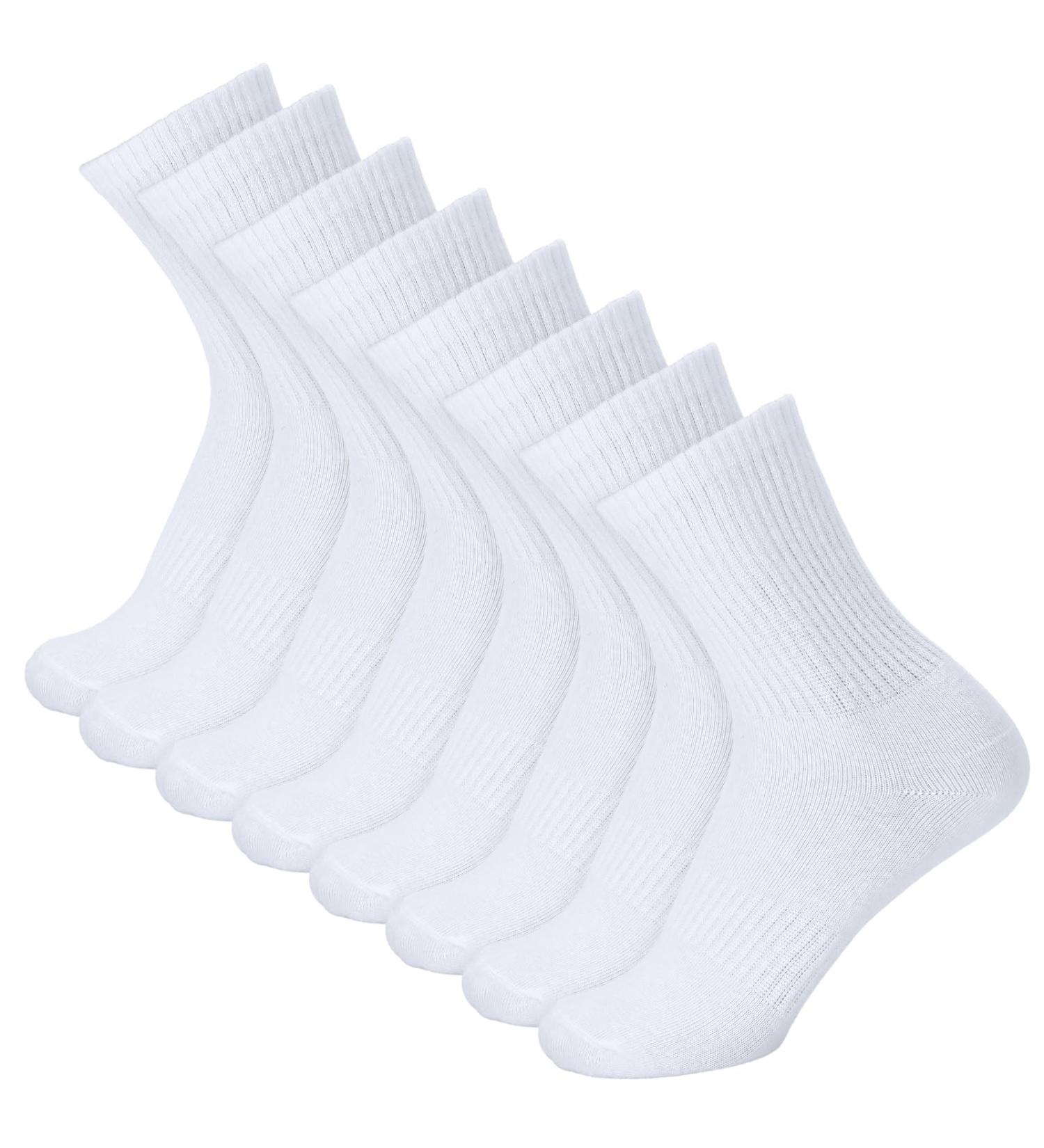 Apricitie 8 Pairs Tennis Socks - Unisex Sports Running Socks for Men & Women (Size 35-38) - Comfortable White Athletic Socks for All Sports - Buy Online on GoSupps.com