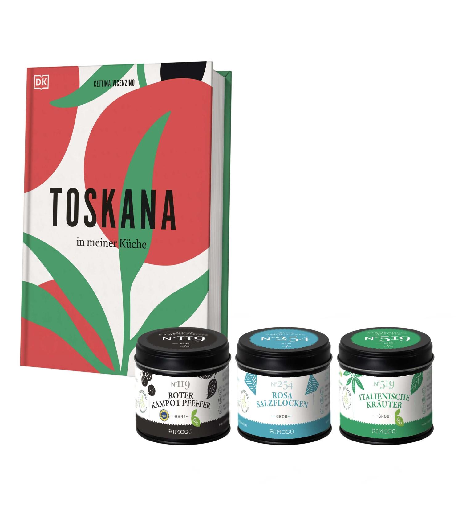 Rimoco Gift Set Tuscany - Authentic Tuscany Cookbook & Gourmet Ingredients: Kampot Pepper Pink Salt Flakes Italian Herbs - Perfect Gift for Food Lovers - Buy Online on GoSupps.com