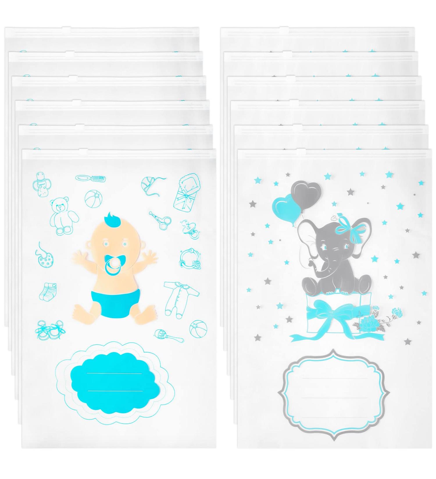 12 Transparent Newborn Hospital Bags with Closure - Perfect Birth Gift Idea 38x25cm (Blue) - Buy Online on GoSupps.com
