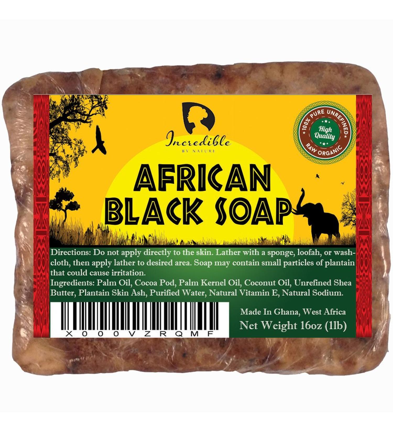 Incredible BY NATURE African Black Soap - 1lb Raw Organic Face & Body Wash - Buy Online on GoSupps.com