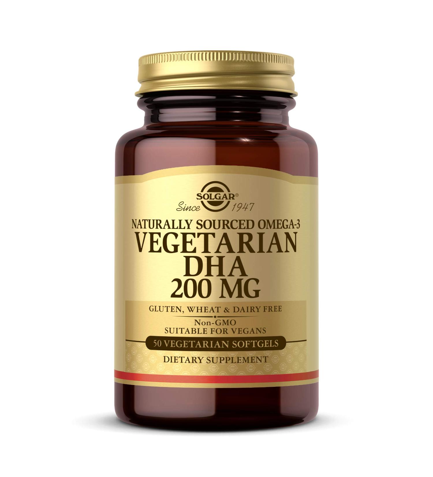 Solgar Omega-3 Vegetarian DHA 200 mg - 50 Softgels | Naturally Sourced - Buy Online on GoSupps.com