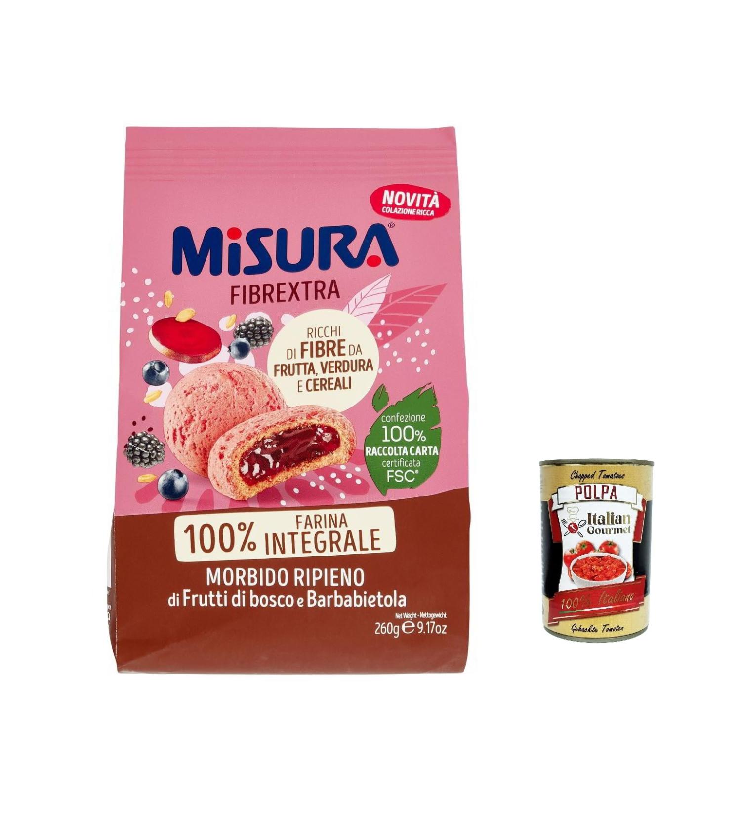  Italian Gourmet E.R. Misura Frollino Integrale Fibrextra Whole Grain Shortcrust Pasta with Wild Berries and Red Beet Topping 100% Whole Wheat Flour 260 g + Polpa Italian Gourmet Polpa 400 g - Buy Online on GoSupps.com