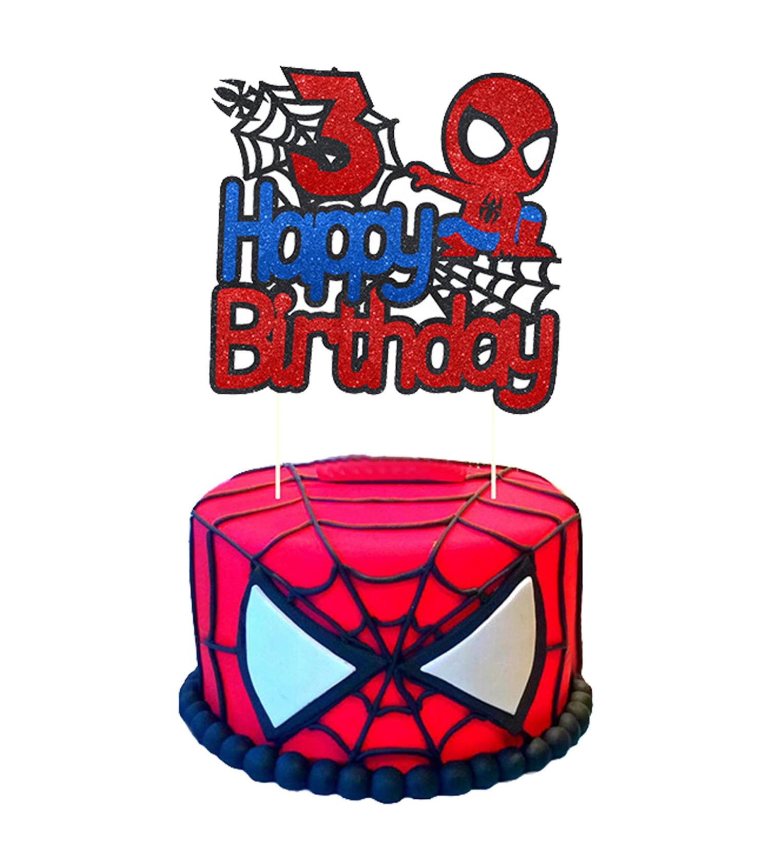 Spider Cake Topper 3th for Boys Girls Spiderman Cake Toppers 3rd Spiderman Cake Decorations 3th for Kids Birthday Party Supplies - Buy Online on GoSupps.com