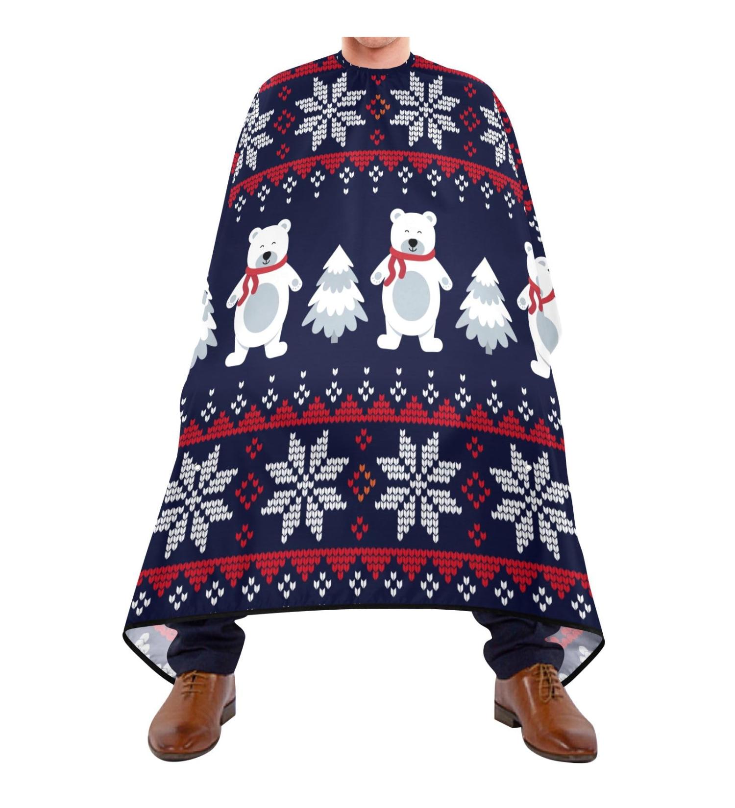 Waterproof Barber Cape - Christmas Snowflake Polar Bear & Cheetah Hair Cutting Bib for Men and Women - Buy Online on GoSupps.com