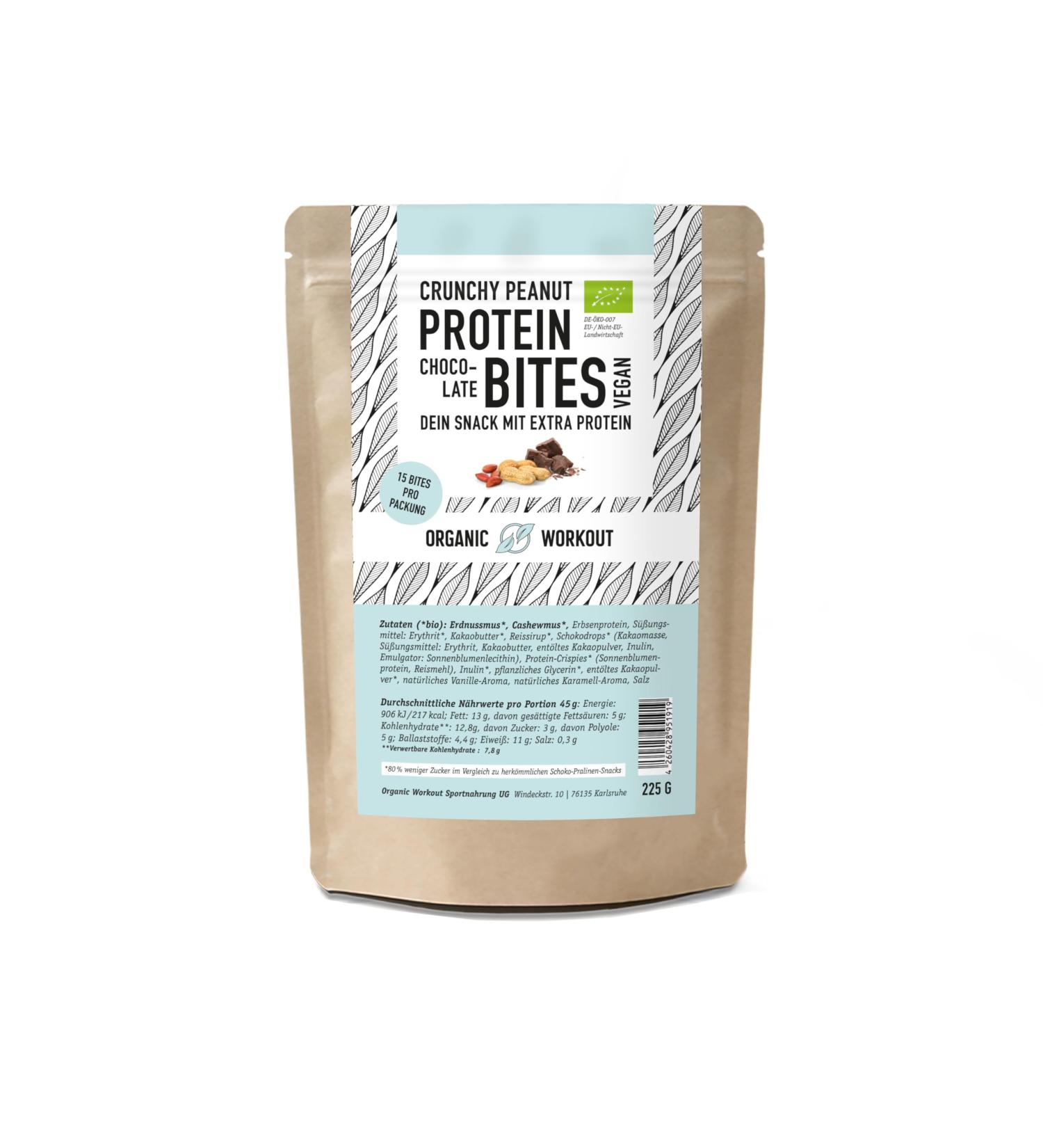 Crunchy Peanut Chocolate Nomnoms - Organic Vegan Protein Bites | 15-Pack Nutmus Erythritol Bar Alternative - Buy Online on GoSupps.com