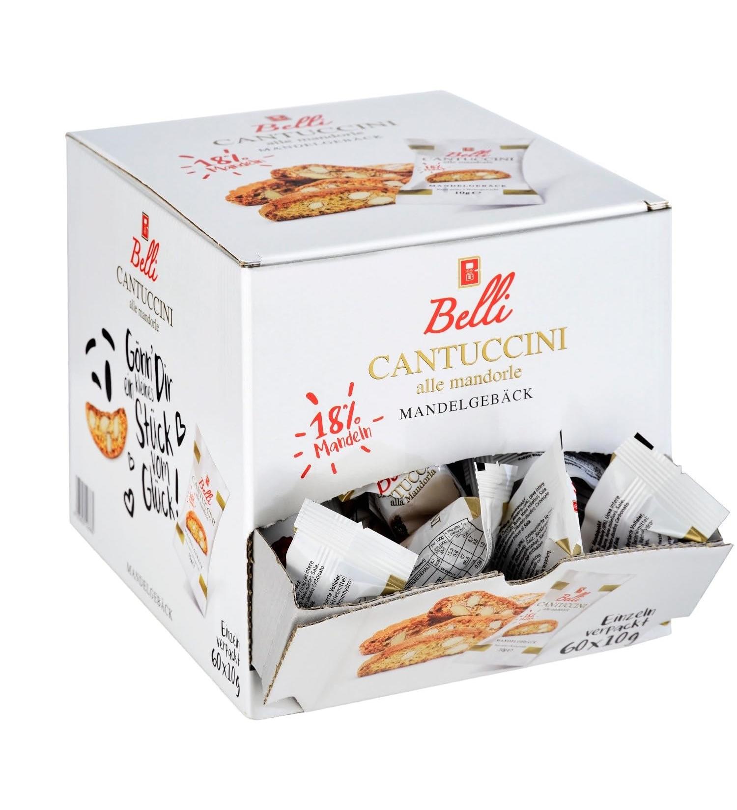 Belli Cantuccini Almond Cookies - 600g Box | 60 Individually Packaged Italian Pastries | Gourmet Treats for International Shipping - Buy Online on GoSupps.com