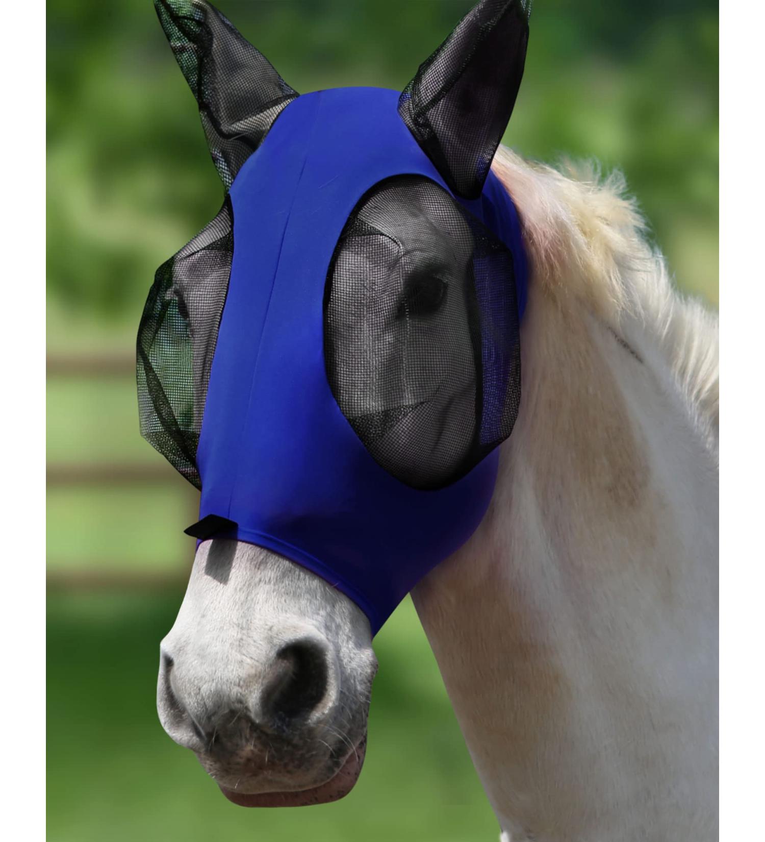 Buy Harrison Howard Stretchable UV Protection Fly Mask - Extra-Full Dark Blue with Full Visibility & Ventilated Earmiths - Ideal for Horses - Buy Online on GoSupps.com