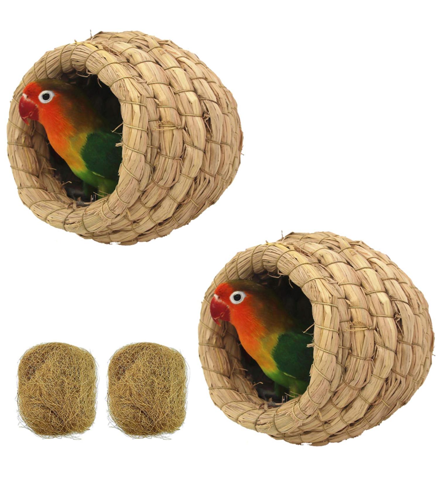 2Pcs Handmade Birdcage Straw Birdhouse for Lucky Birds - Natural Fiber Simulation Nest for Resting and Breeding - Provides Shelter and Hideaway from Predators and Cold Weather - Buy Online on GoSupps.com