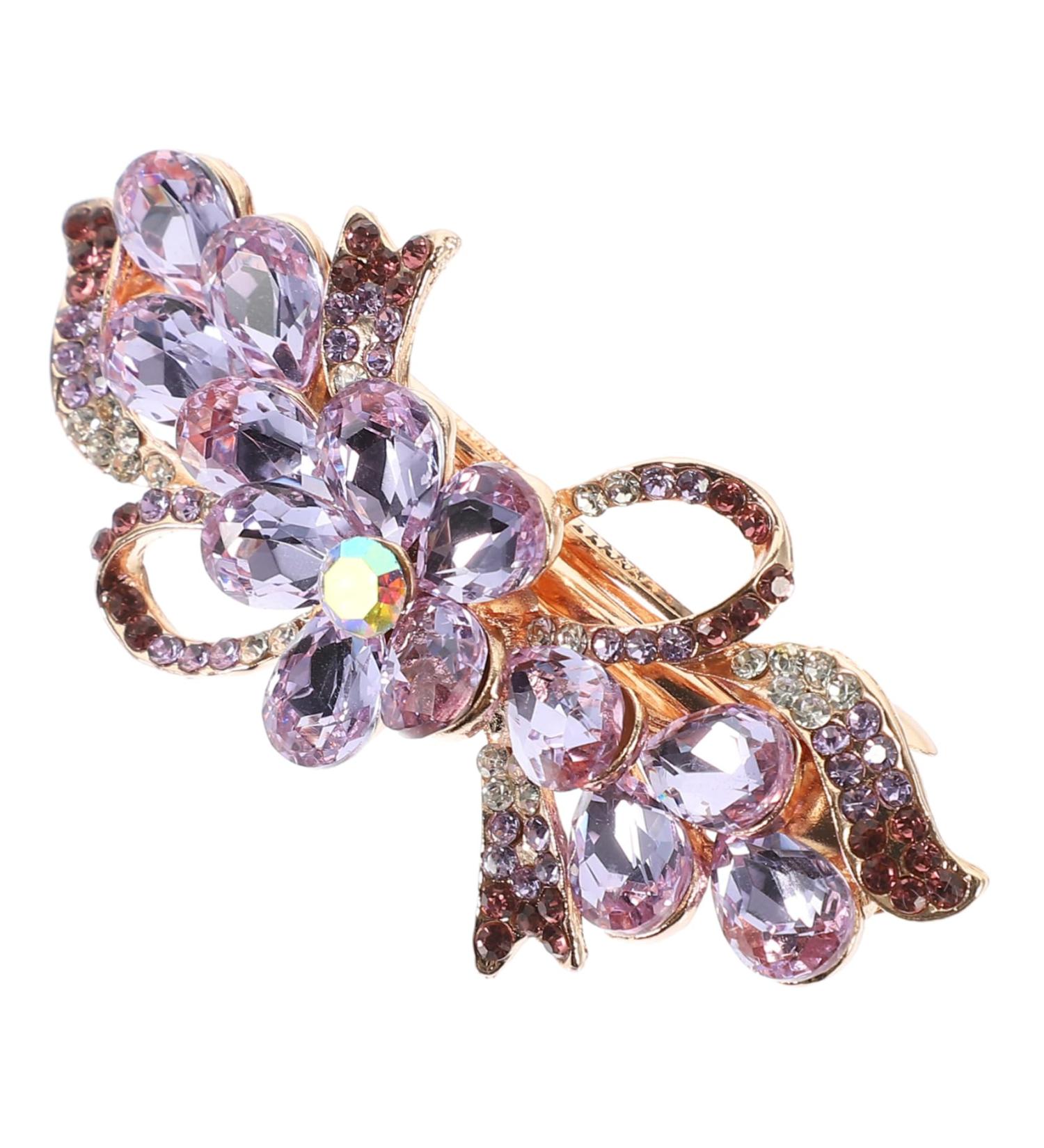 Angoily Rhinestone Hair Clip Hair Barrettes for Women Thick Hair Rhinestones Hair Clips for Women Formal Mini Claw Clips for Hair Rhinestones Hair Barrette Girl Metal Bride Top Clip Purple - Buy Online on GoSupps.com