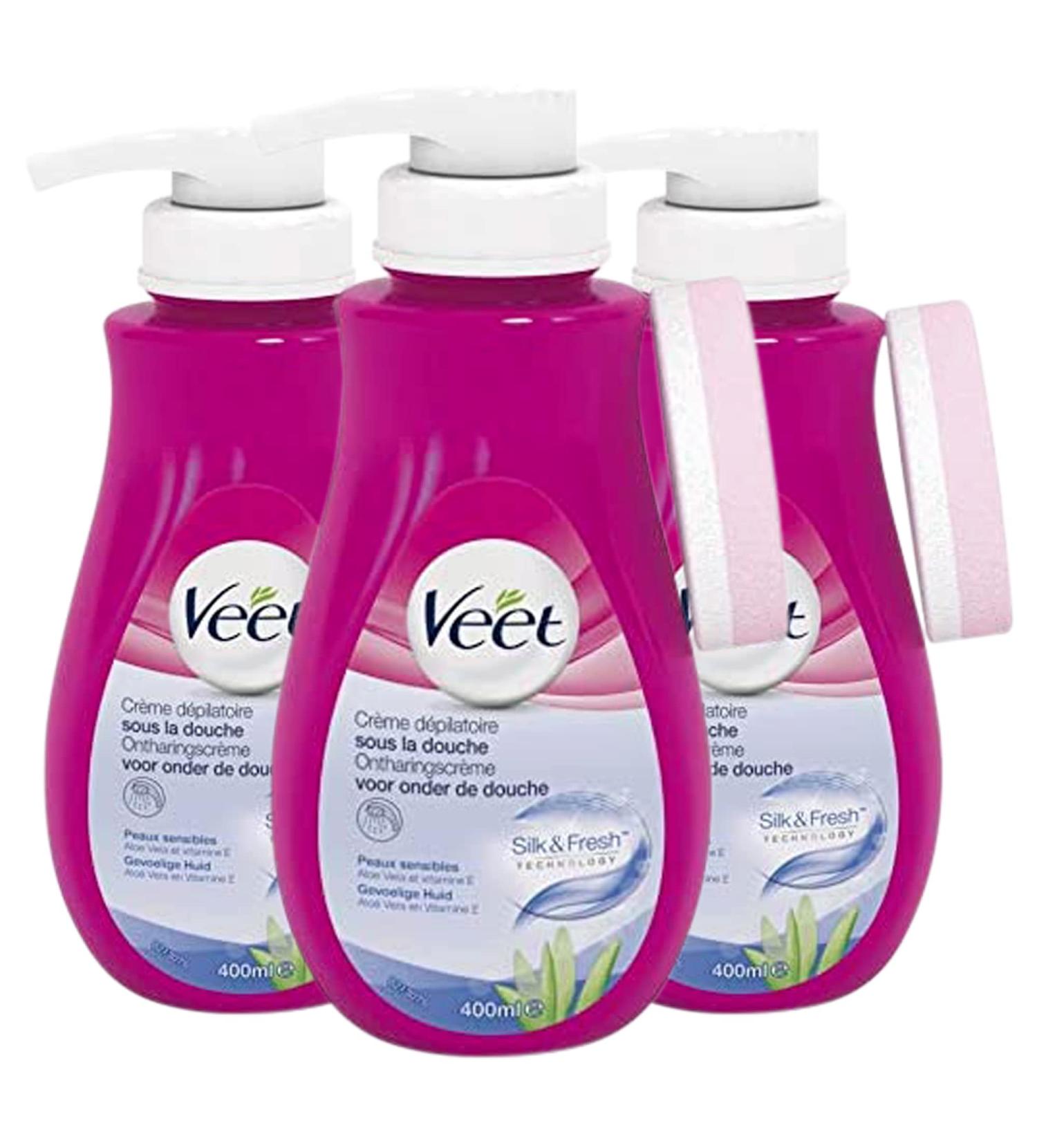  Veet Veet Hair Removal Cream in the Shower Body and Legs Sensitive Skin 400 ml Pack of 3 - Buy Online on GoSupps.com