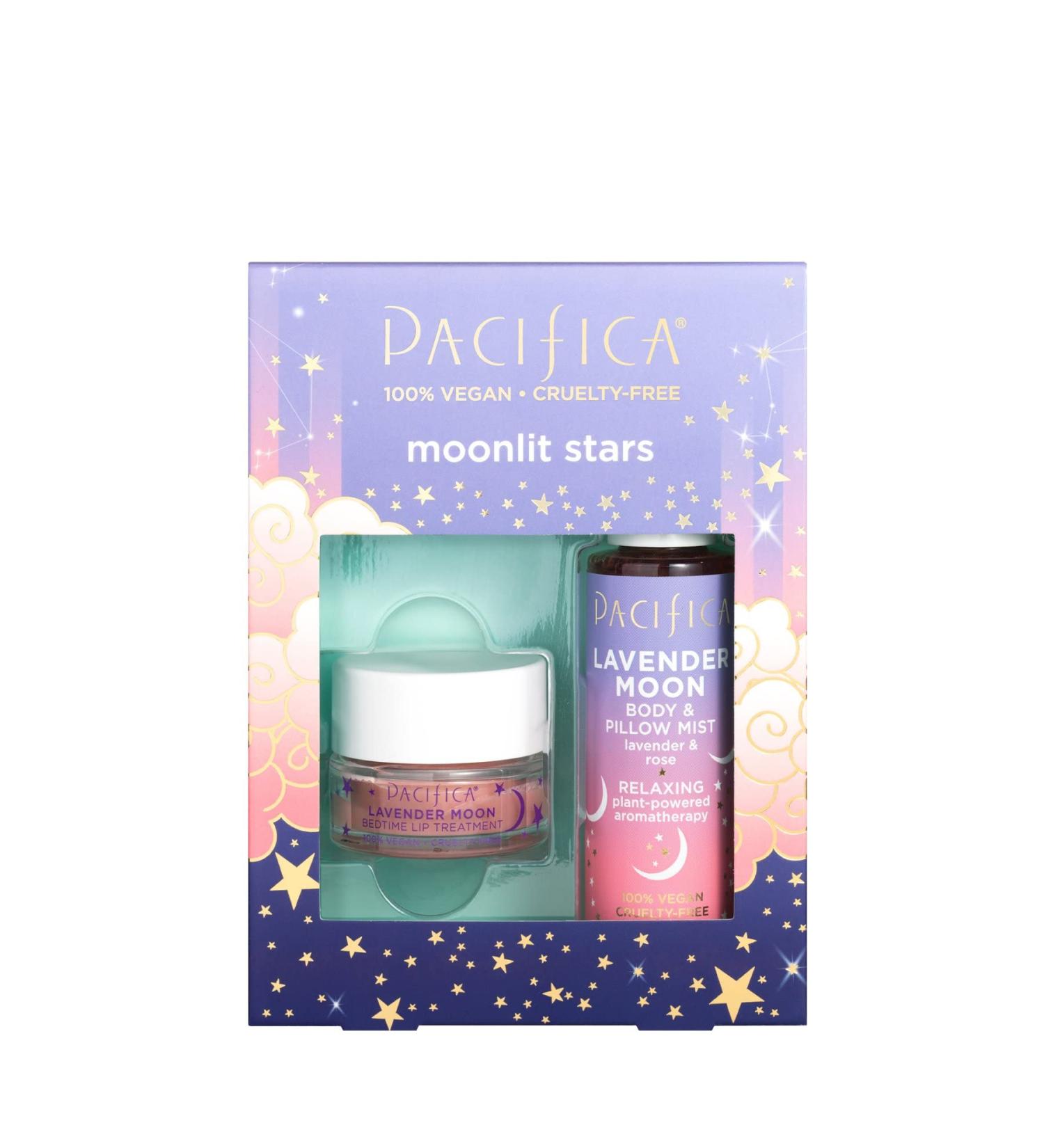 Pacifica Beauty Moonlit Stars Duo: Lavender Pillow Mist & Linen Spray + Overnight Lip Treatment | Holiday Gift Set for Sleep & Clean Skin Care | Vegan & Cruelty Free - Buy Online on GoSupps.com