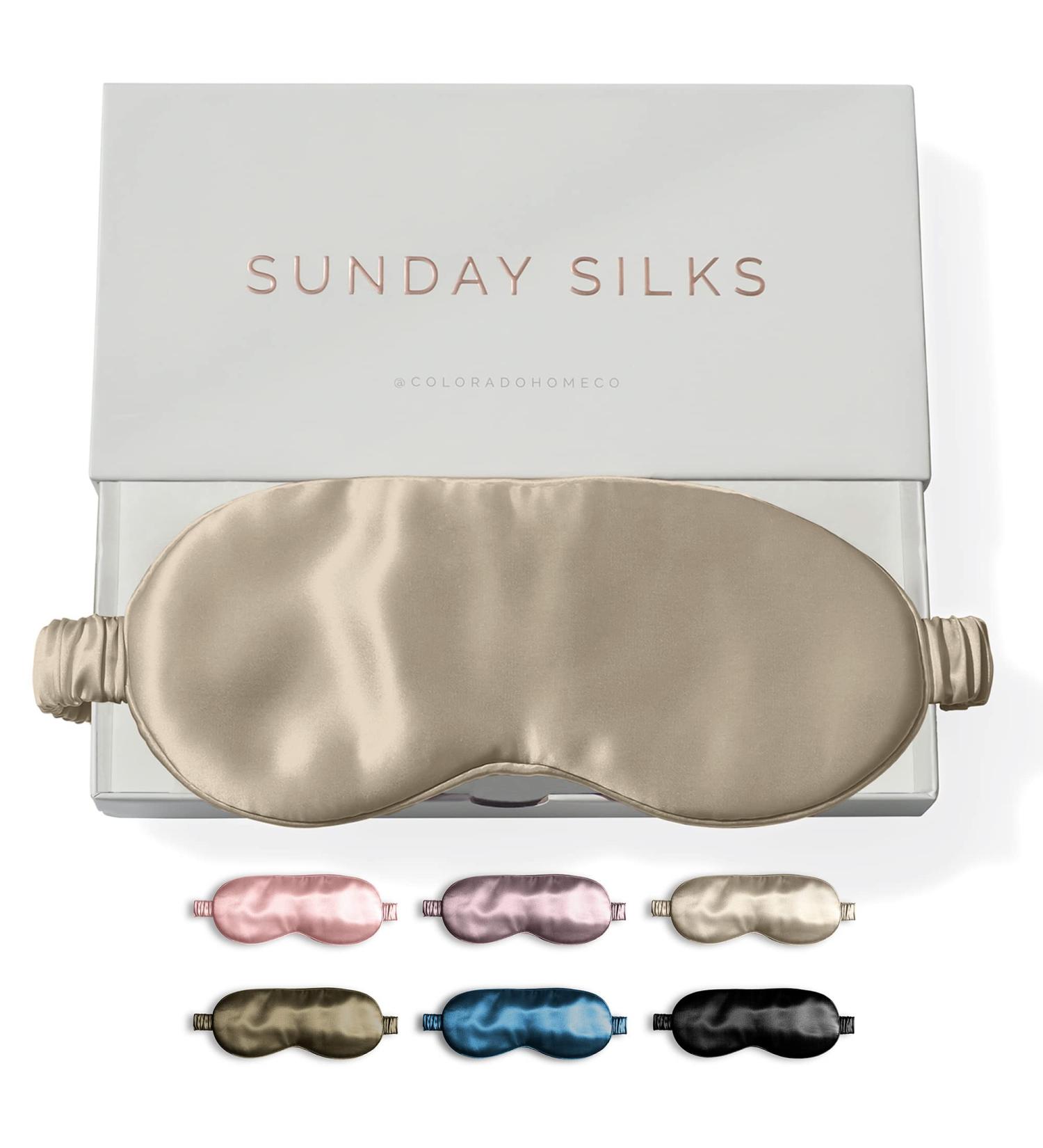 Colorado Home Co Silk Eye Mask for Women and Men - Blackout Sleep Mask for Sleeping and Travel - Nude Champagne Silk - Buy Online on GoSupps.com