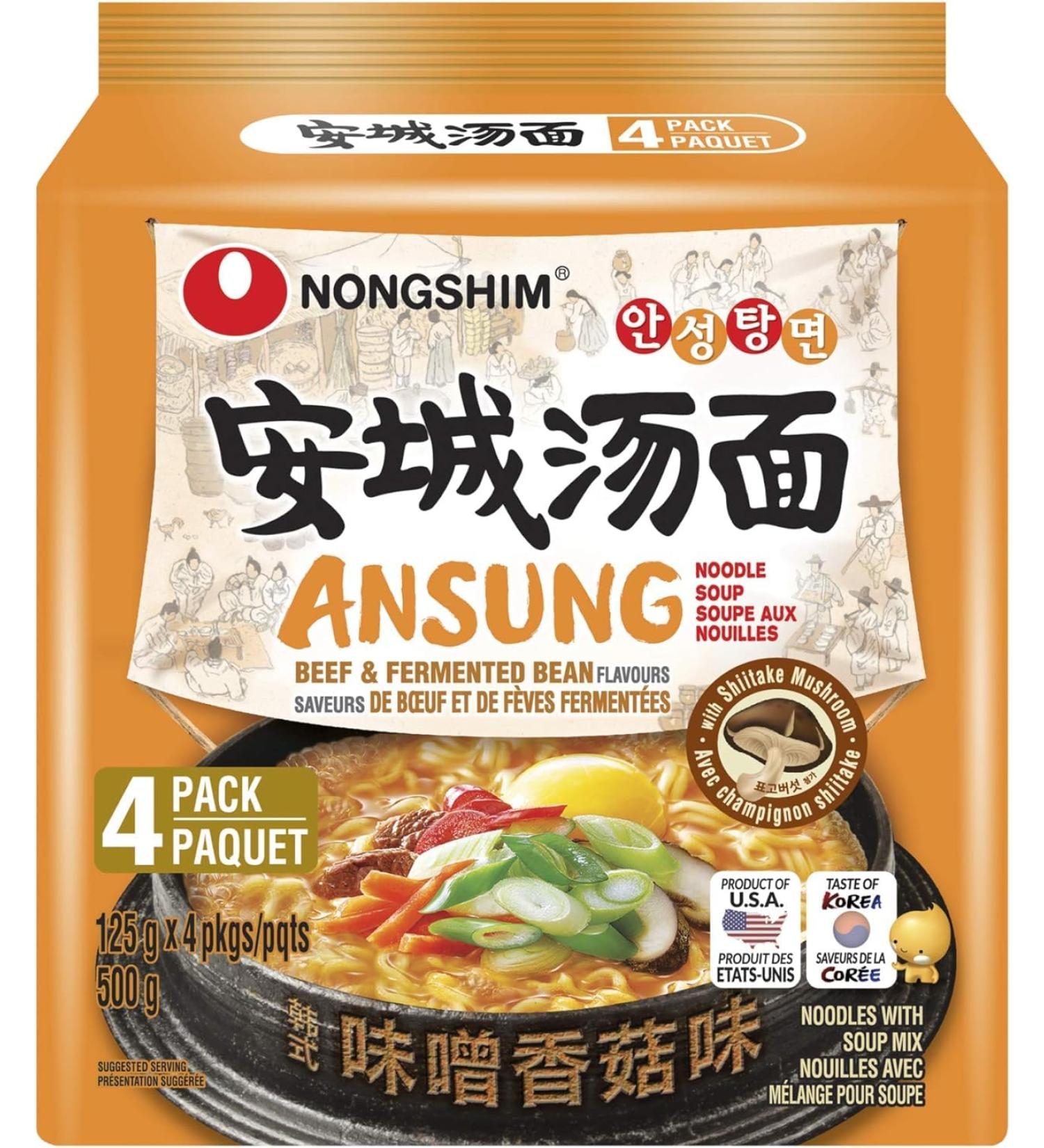 NongShim Ansung Noodles Beef & Fermented Bean 4.4 Ounce (16 Pack) - Buy Online on GoSupps.com