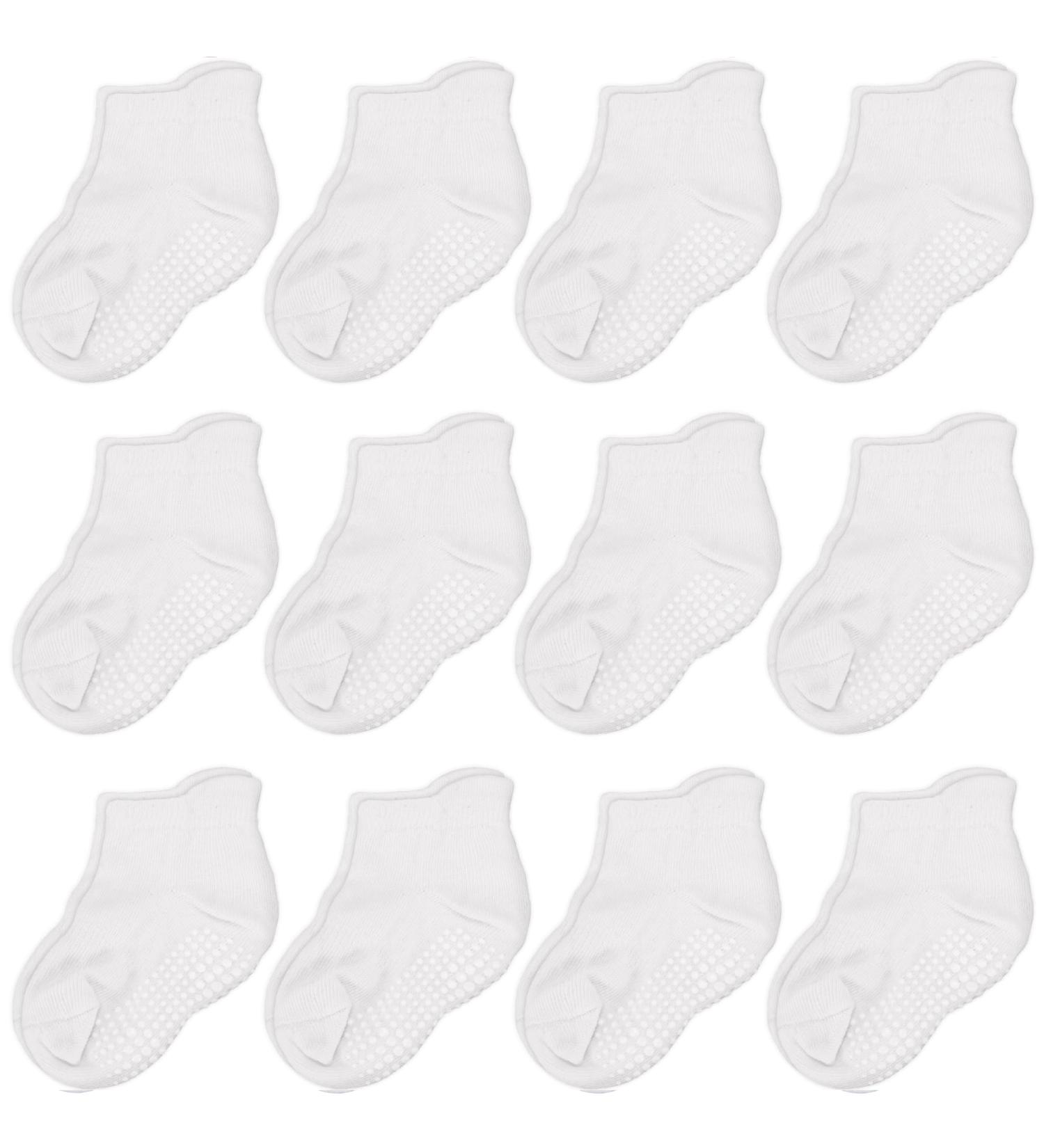CozyWay Non-Slip Toddler Socks with Grippers | 6-12 Months, White, 12 Pairs - Buy Online on GoSupps.com