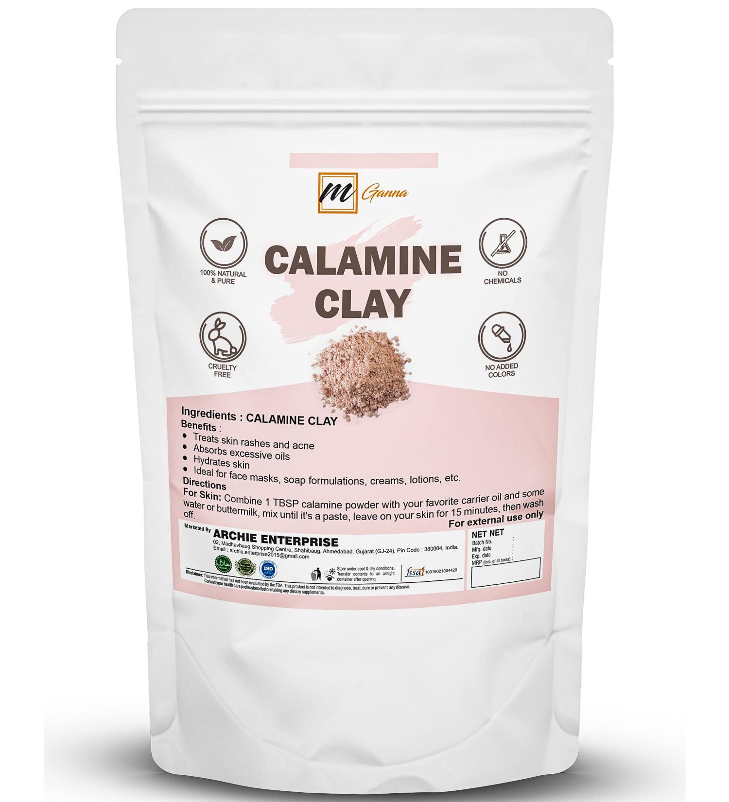 mGanna 100% Natural Calamine Clay Powder for Anti-Ageing & Skin firming Diaper Rash Creams  Lotion and Soap Making 0.5 LBS / 227 GMS
