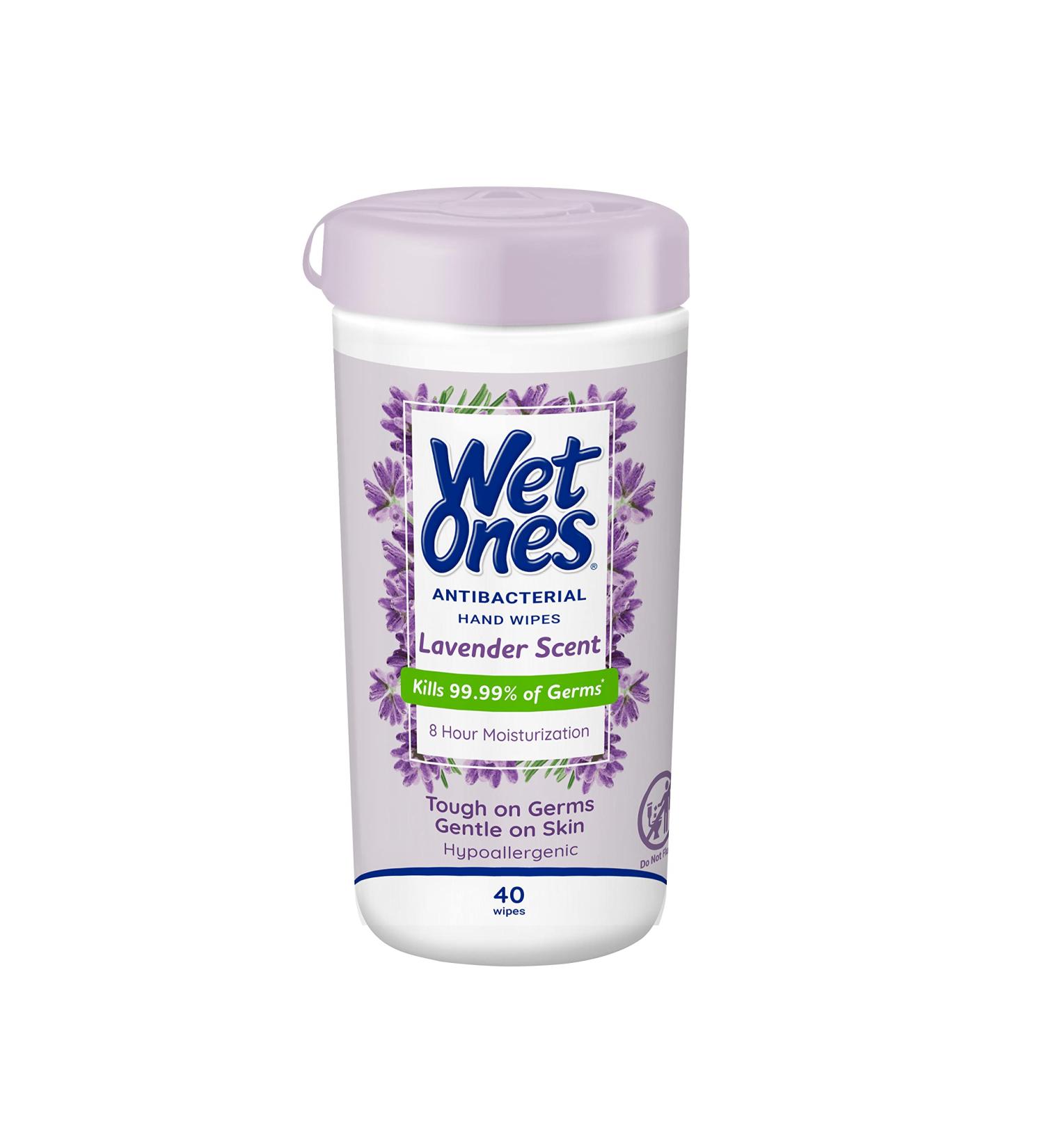 Wet Ones Antibacterial Hand Wipes Lavender - 40 ct Canister | Moisturizing Antibacterial Wipes - Buy Online on GoSupps.com