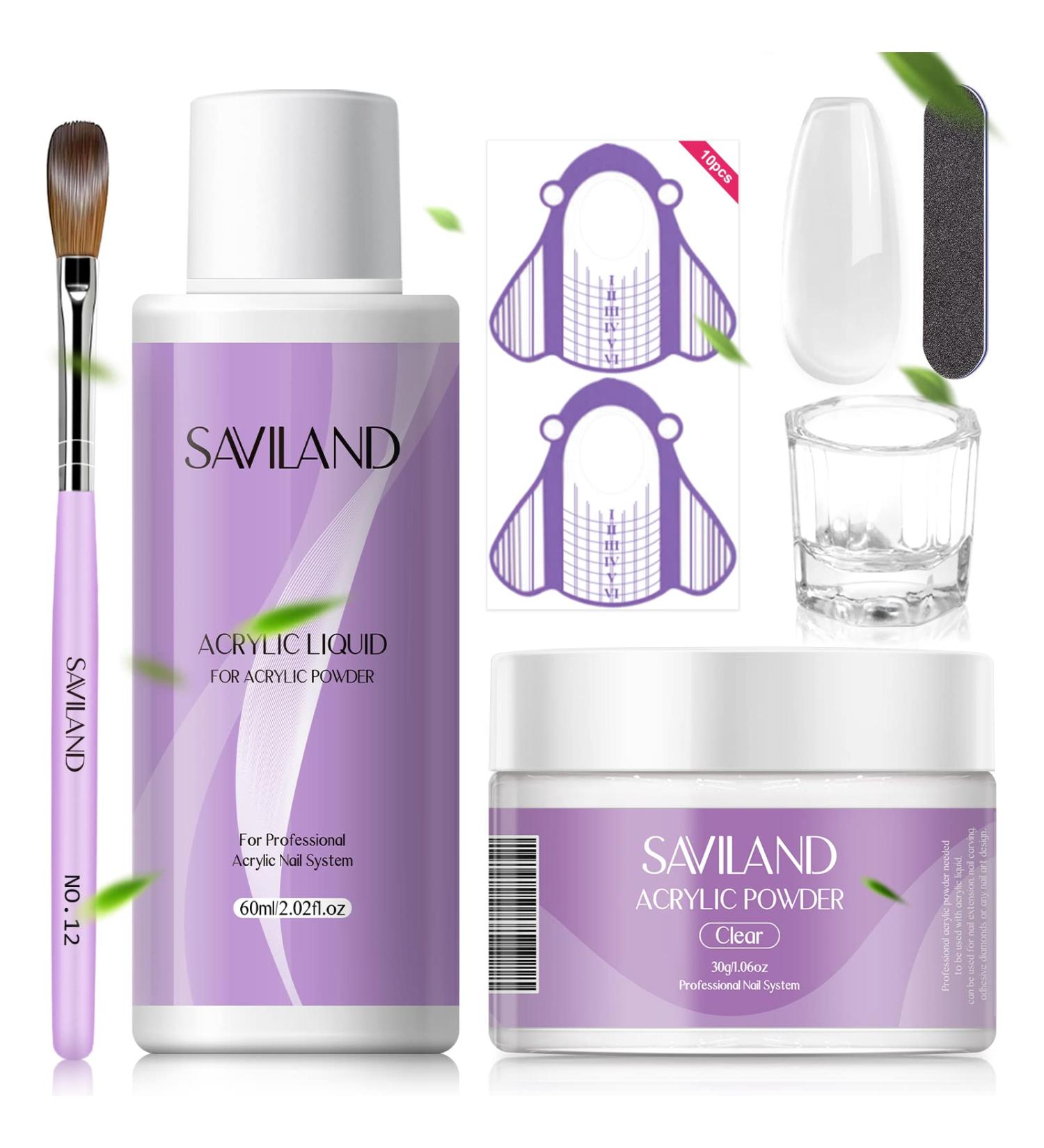SAVILAND Acrylic Nail Kit - 30g Clear Acrylic Powder & 60ml Liquid Set | Complete Home DIY Salon Tools for Beginners - Perfect Nail Extension Kit - Buy Online on GoSupps.com
