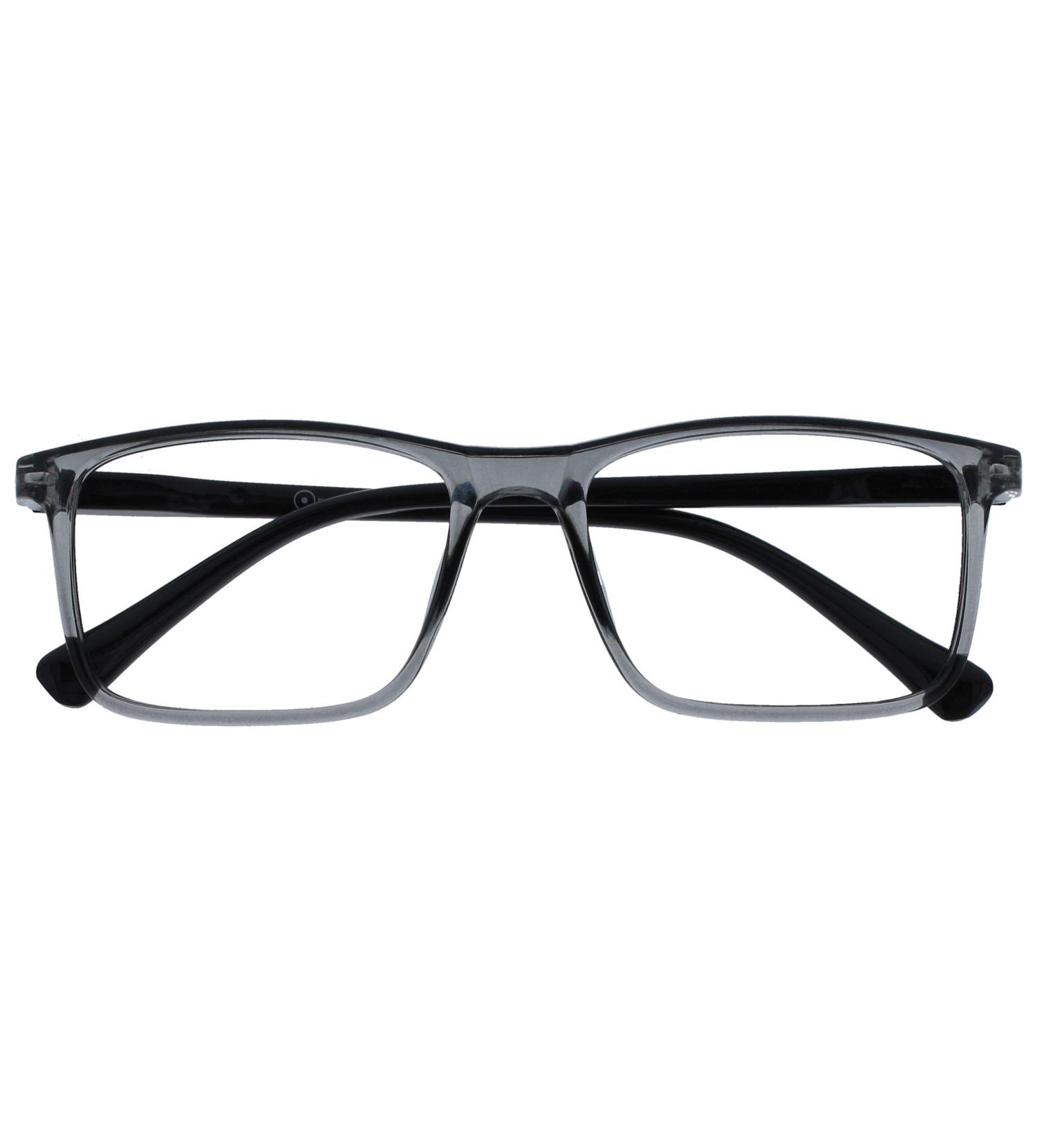 Buy Opulize Ink Large Rectangular Frame Glasses - Scratch Resistant Spring Hinges Gray Men s Eyewear | 1-Pack -1.00 Diopters - Buy Online on GoSupps.com