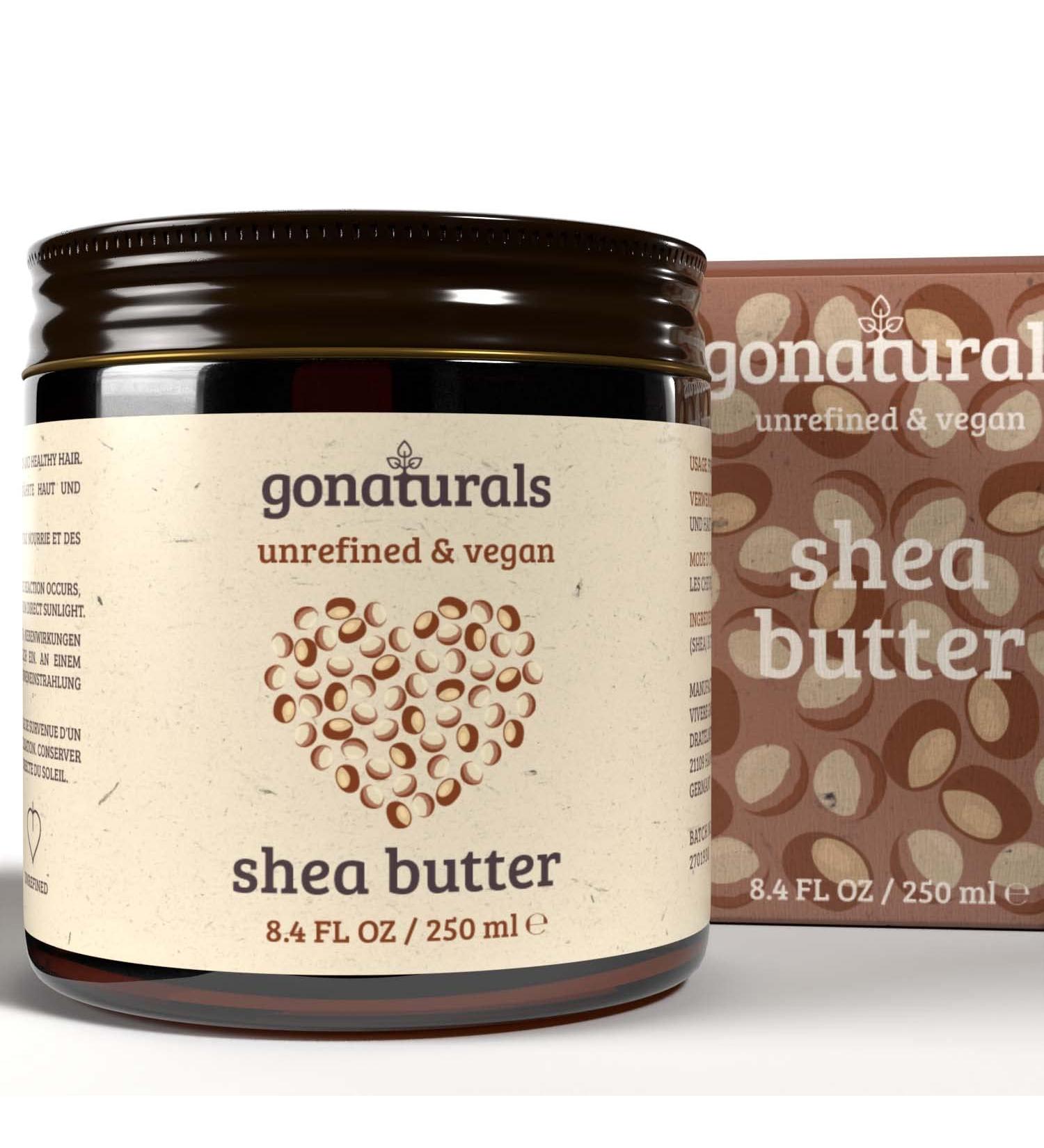 GoNaturals Pure Unrefined Shea Butter - Nourishing Organic Skin Care for Dry & Damaged Skin 250ml  - Buy Online on GoSupps.com