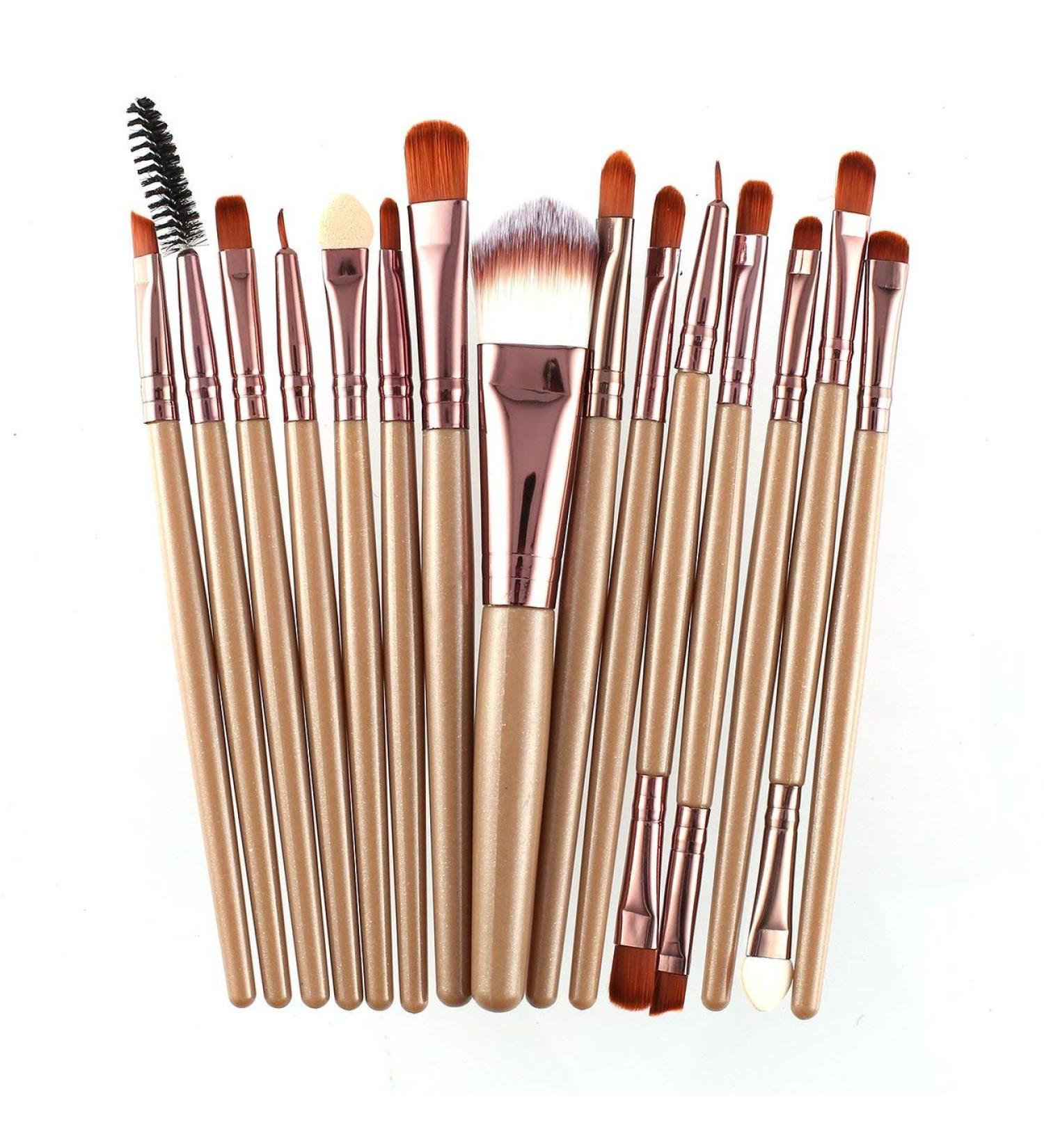 Lorenlli 15Pcs Makeup Brushes Set - Eyelash Lip Foundation Powder Eyeshadow Brow & Eyeliner - Premium Beauty Tools for Flawless Makeup - International Shipping Available - Buy Online on GoSupps.com