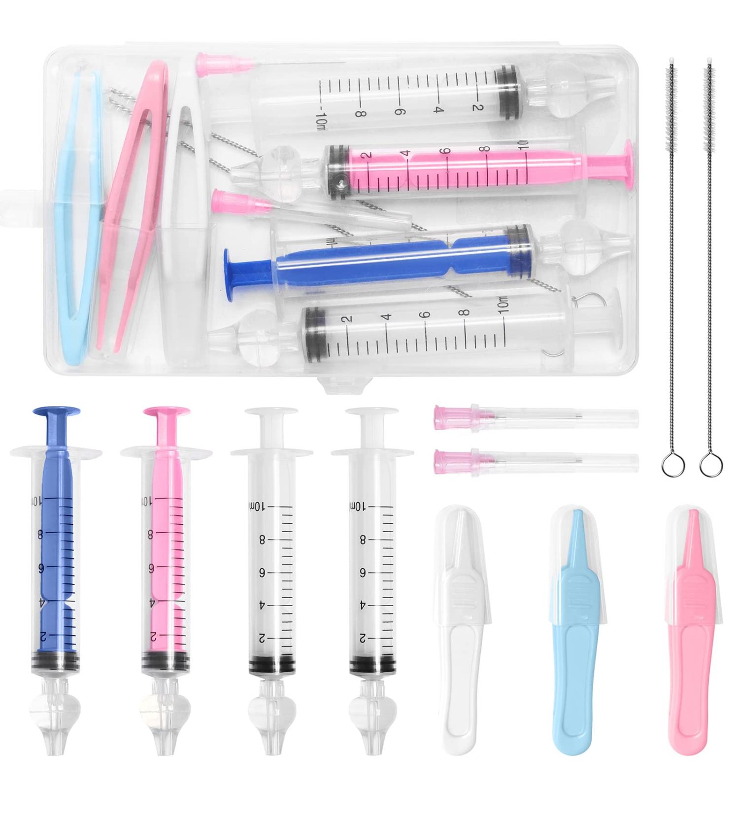 4-Piece Baby Nasal Syringe Set - 10ml Nose Rinsing with Safe Tweezers | Gentle Portable & Reusable for Children - Buy Online on GoSupps.com