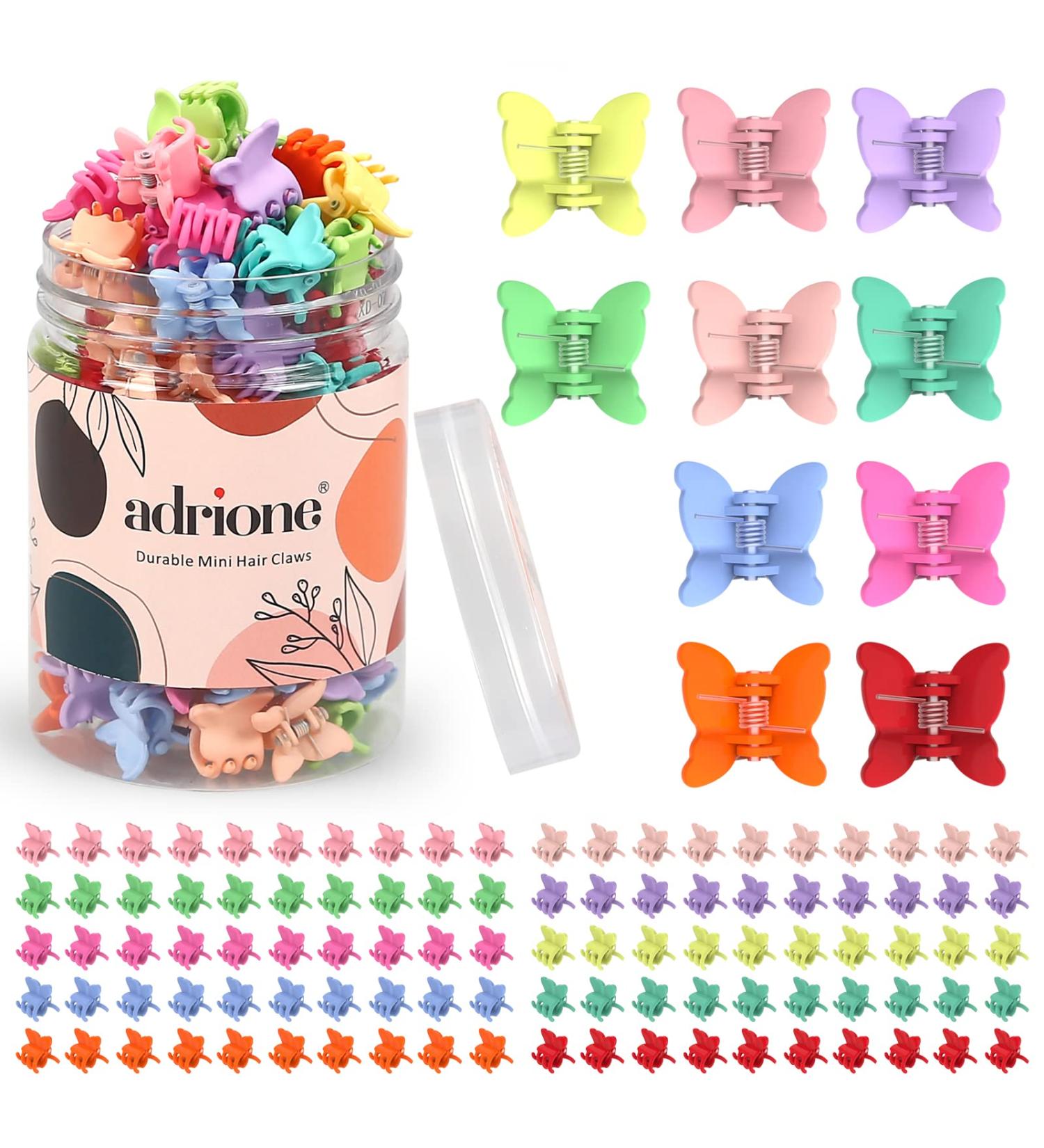 ADRIONE Colorful Mini Butterfly Hair Clips 100 Pack - Toddler & Infant Hair Accessories for Girls - 90s Baby Style - Fine Hair Clips for Bangs - Buy Online on GoSupps.com