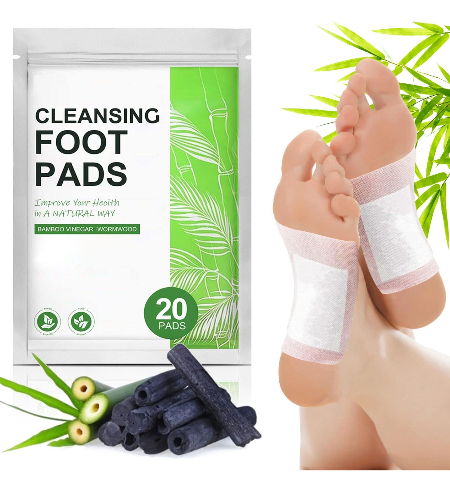 D tox Foot Pads 20 PCS - Natural Bamboo Vinegar & Ginger Adhesive Sheets for Foot & Body Care | Anti-Stress Relief, Pain & Odor Removal | Improve Sleep Quality | Everyday Use - Buy Online on GoSupps.com