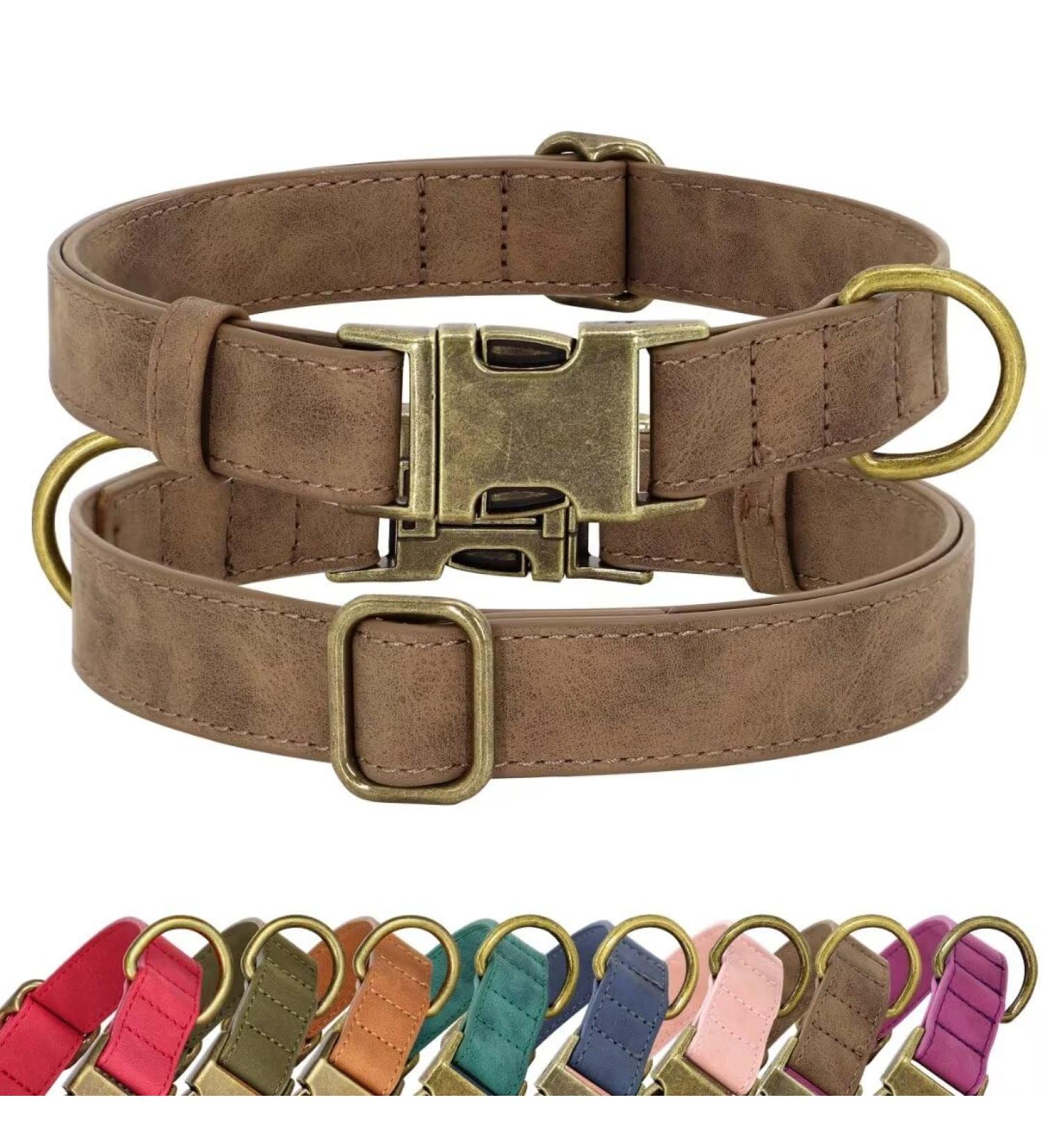 Didog Soft Leather Dog Collar for Small & Medium Dogs - Durable Adjustable with Quick Lock Metal Buckle - Brown (13-21 in Neck) - Buy Online on GoSupps.com