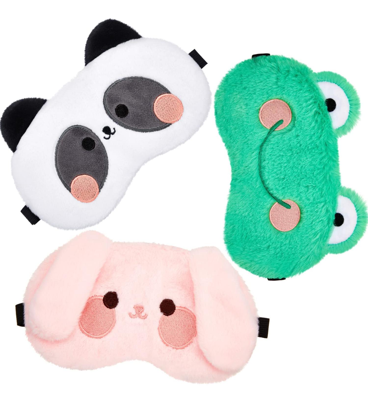 3-Piece Cute Animal Design Sleeping Mask Set for Kids and Adults - Adjustable and Soft Eye Masks for Travel, Pajama Parties - Children's Sleep Mask - Buy Online on GoSupps.com