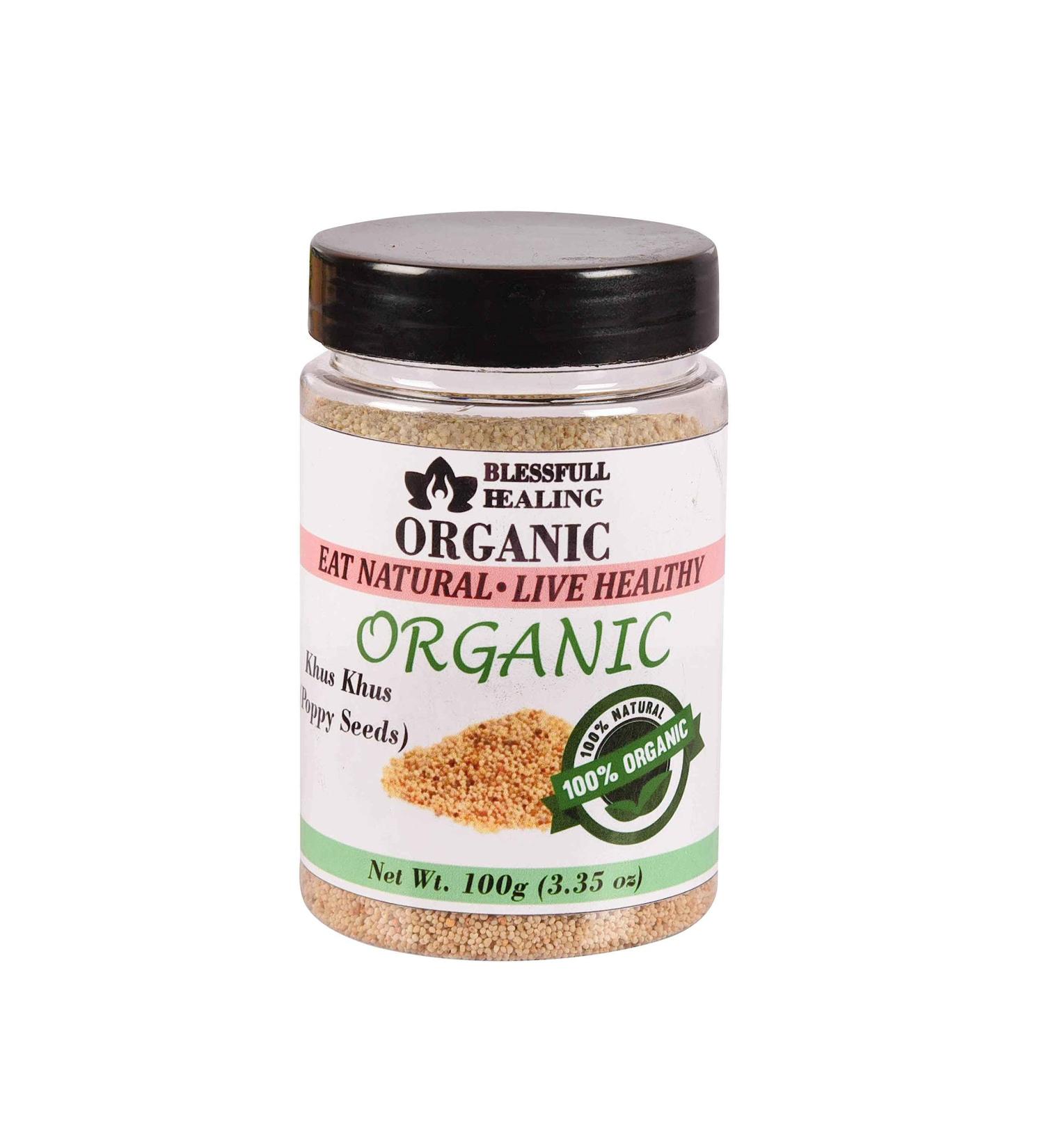 Blessfull Healing Organic Khus Khus (Poppy Seeds) 100 Gram Airtight Container (Packing May Vary) 100 Gram 3.35 oz - Buy Online on GoSupps.com