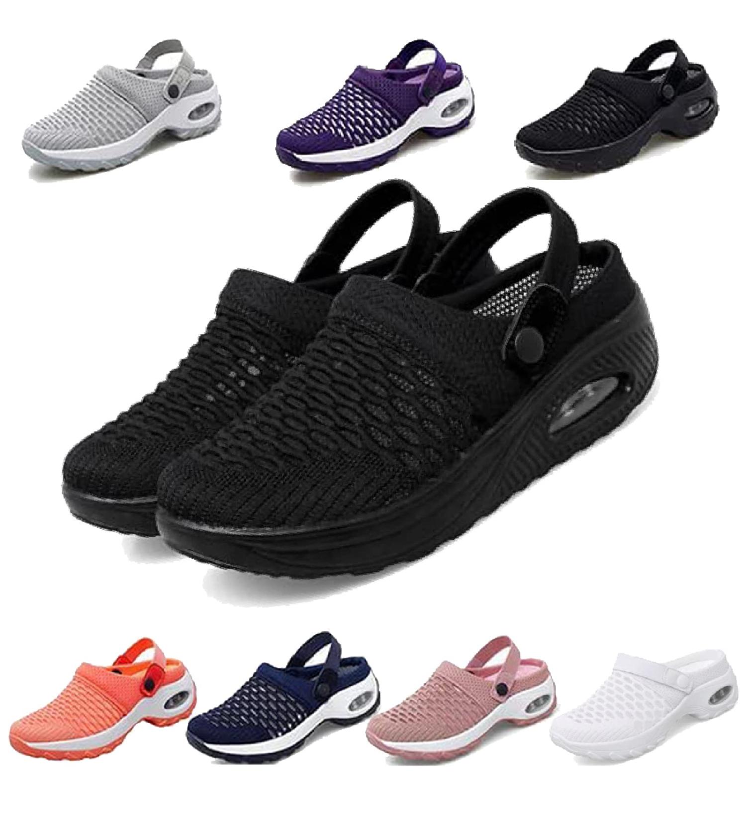 YUEWS Women Diabetic Walking Air Cushion Orthopedic Slip-On Shoes - Arch Support Mesh Mules Sandals - Buy Online on GoSupps.com