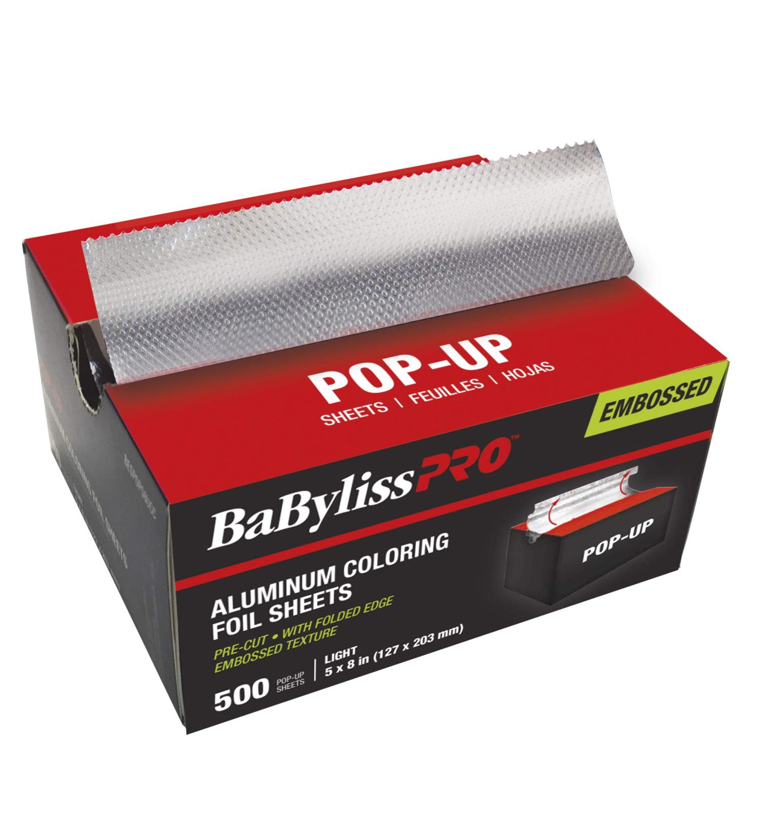 BaBylissPRO Aluminum Coloring Foil Sheets 5x12 inch sheets 500 per box 5x8 inch precut sheets Light weight