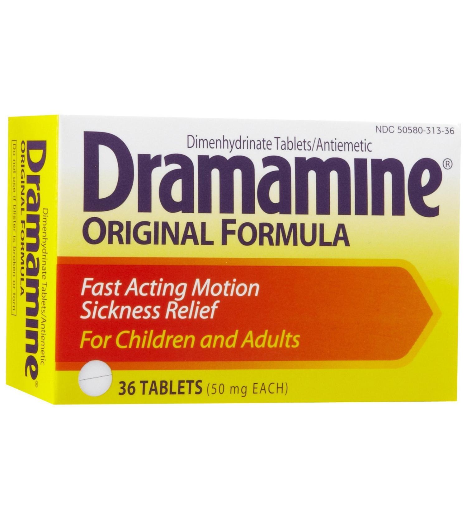 Dramamine 50mg Tablets - 36 ct | Motion Sickness Relief and Nausea Treatment - Buy Online on GoSupps.com