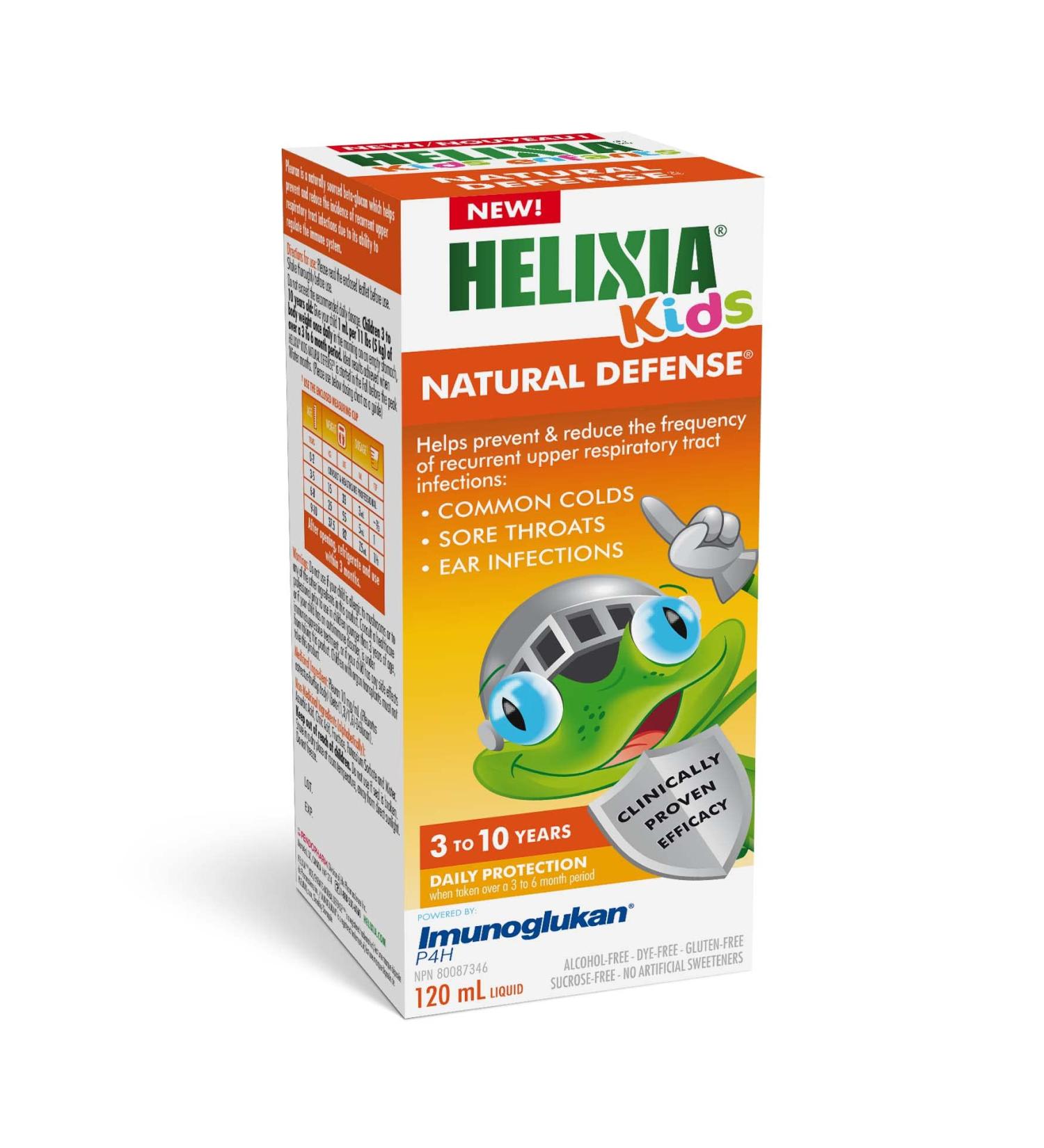 Helixia Kids Natural Defense - Cold & Ear Infections Prevention Treatment | Clinically Proven to Prevent and Reduce the Frequency of Ear infections & Common Colds | 120ml - Buy Online on GoSupps.com
