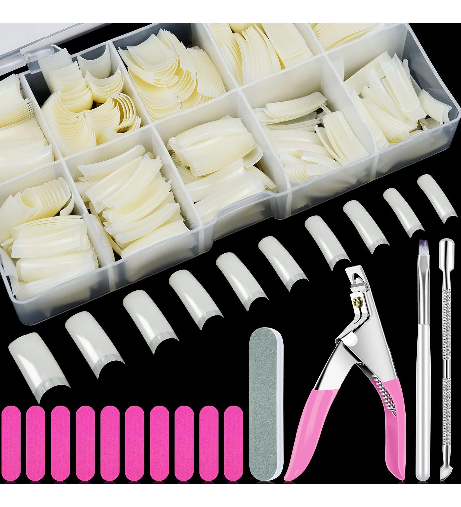 EAONE 500Pcs Natural Acrylic French Nail Tips Set with Accessories - Perfect for Salon DIY Nail Art - Buy Online on GoSupps.com